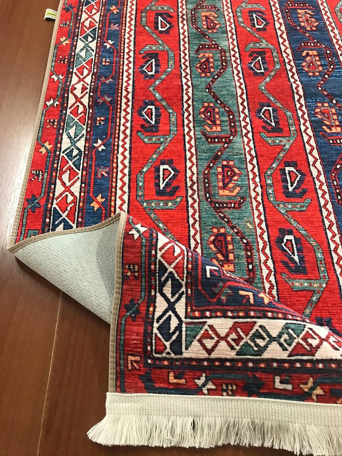 Prizma Home V6025 Çok Renkli Pamuk Toz Tutmaz Yıkanabilir Orta Dikdörtgen Makine Dokuma Oturma Odası-Salon Halısı 180x300 cm