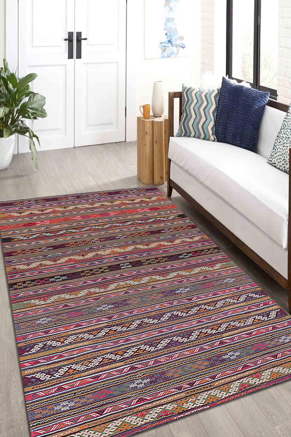 Latte Dizayn Abram Krem 0.5 mm Pamuk Yıkanabilir İnce Kaymaz Jüt Taban Dikdörtgen Makine Dokuma Salon Halısı 120x425 cm