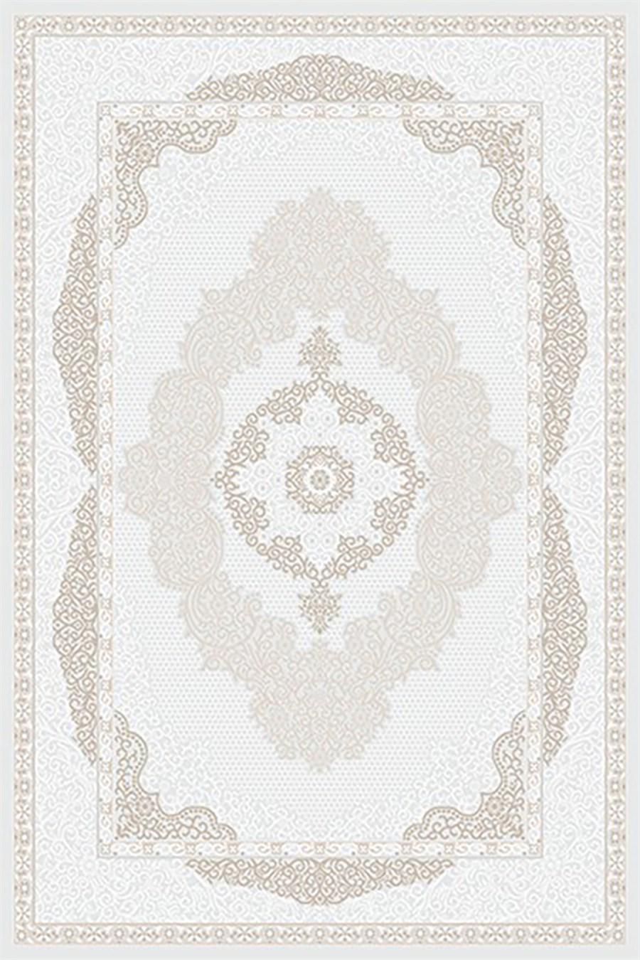 Kreasyon Halı Vavien 1376 Krem 8 mm Polyester Yıkanabilir Kalın Kaymaz Pamuk Taban Dikdörtgen Makine Dokuma Salon Halısı 160x230 cm