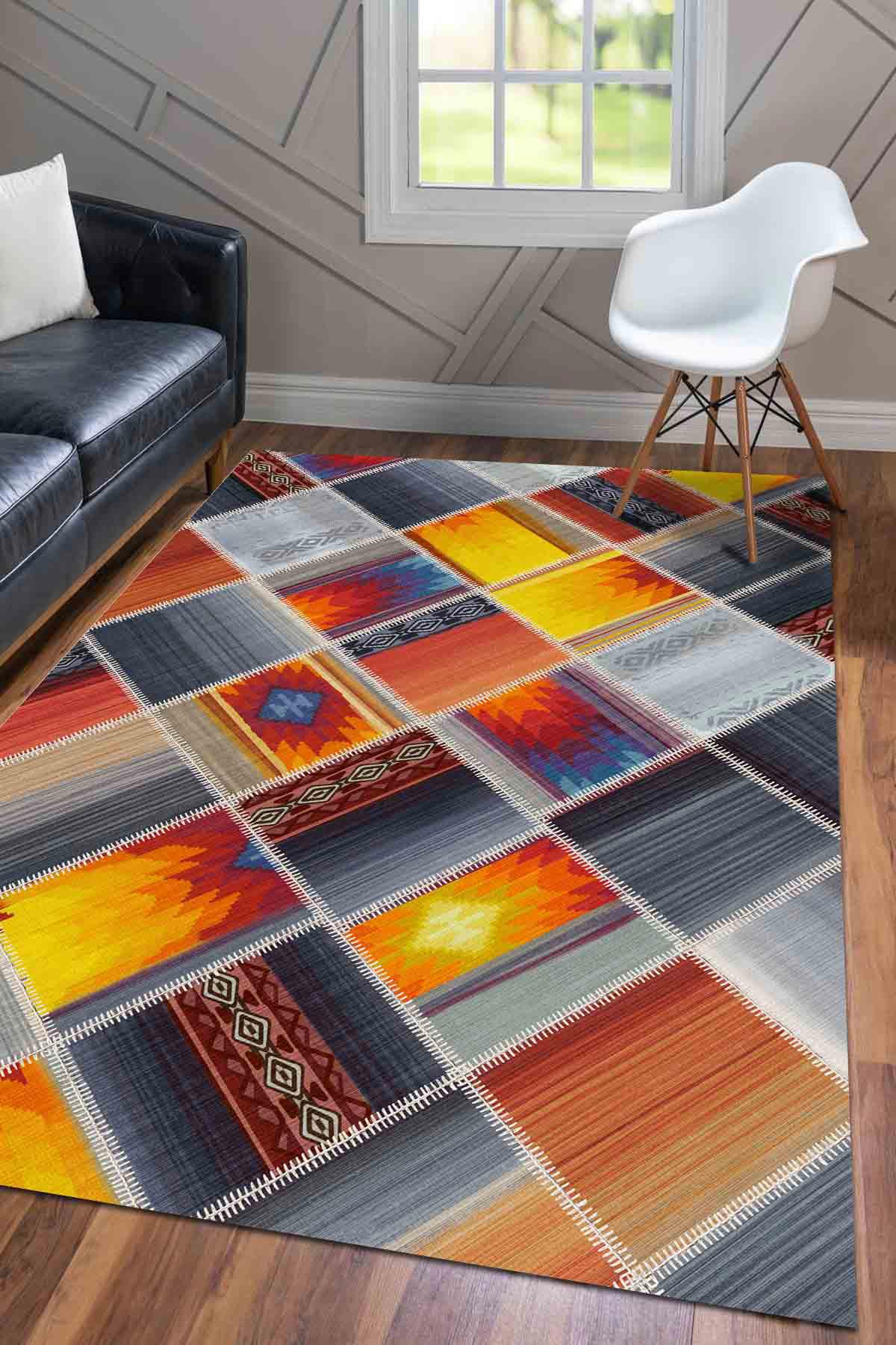 Latte Dizayn Dario Krem 0.5 mm Pamuk Antibakteriyel Yıkanabilir Orta Kaymaz Pamuk Taban Dikdörtgen Makine Dokuma Salon Halısı 160x230 cm