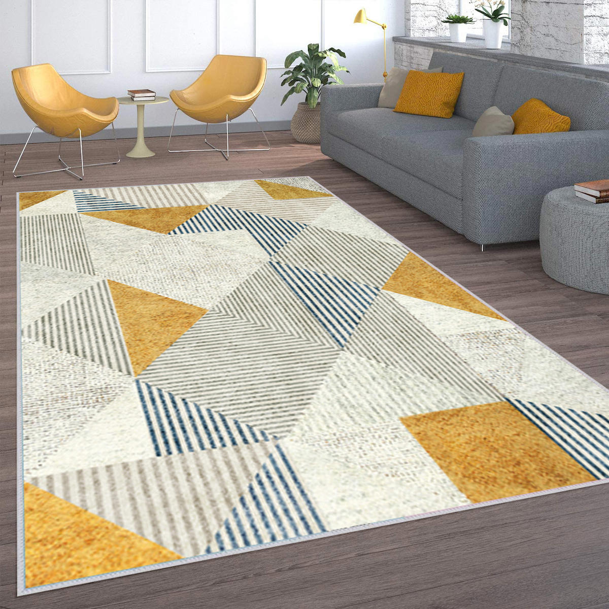 Rovigo Home RVG1562-SD340 Çok Renkli 8 mm Polyester Leke Tutmaz-Toz Tutmaz Yıkanabilir İnce Kaymaz Dot Taban Dikdörtgen Makine Dokuma Salon Halısı 80x500 cm