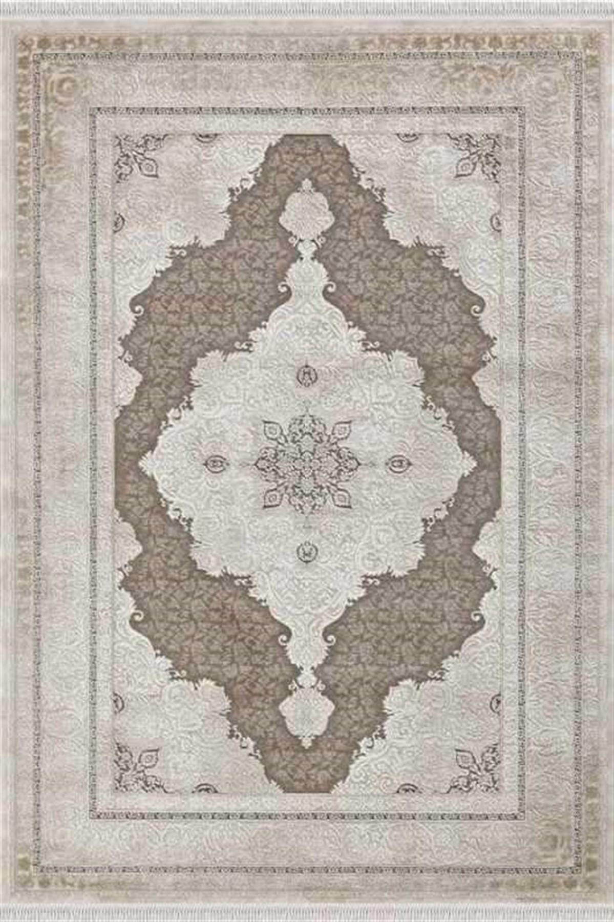 Merinos Rodin 19771 Vizon 8 mm Akrilik Toz Tutmaz Yıkanabilir Kalın Kaymaz Dikdörtgen Makine Dokuma Salon Halısı 80x300 cm