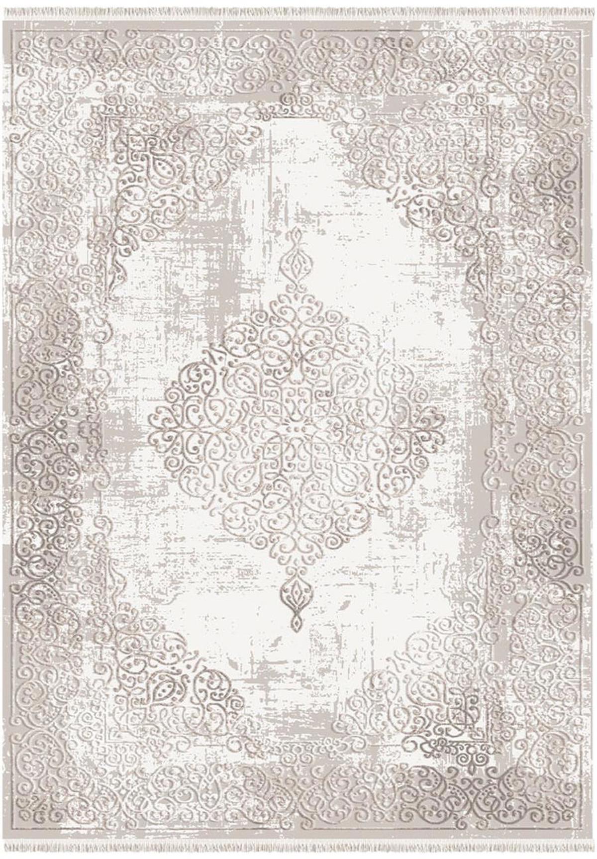 İpek Mekik Halı Gaspara 14506 Bej 11 mm Viskon Yıkanabilir Orta Kaymaz Pamuk Taban Dikdörtgen Makine Dokuma Antre-Çocuk Odası-Salon-Yatak Odası Halısı 160x230 cm