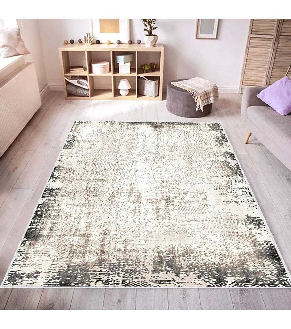 Rovigo Home RVG0537 Krem 8 mm Polyester Antibakteriyel-Leke Tutmaz-Toz Tutmaz Yıkanabilir İnce Kaymaz Dot Taban Dikdörtgen Makine Dokuma Salon Halısı 200x290 cm