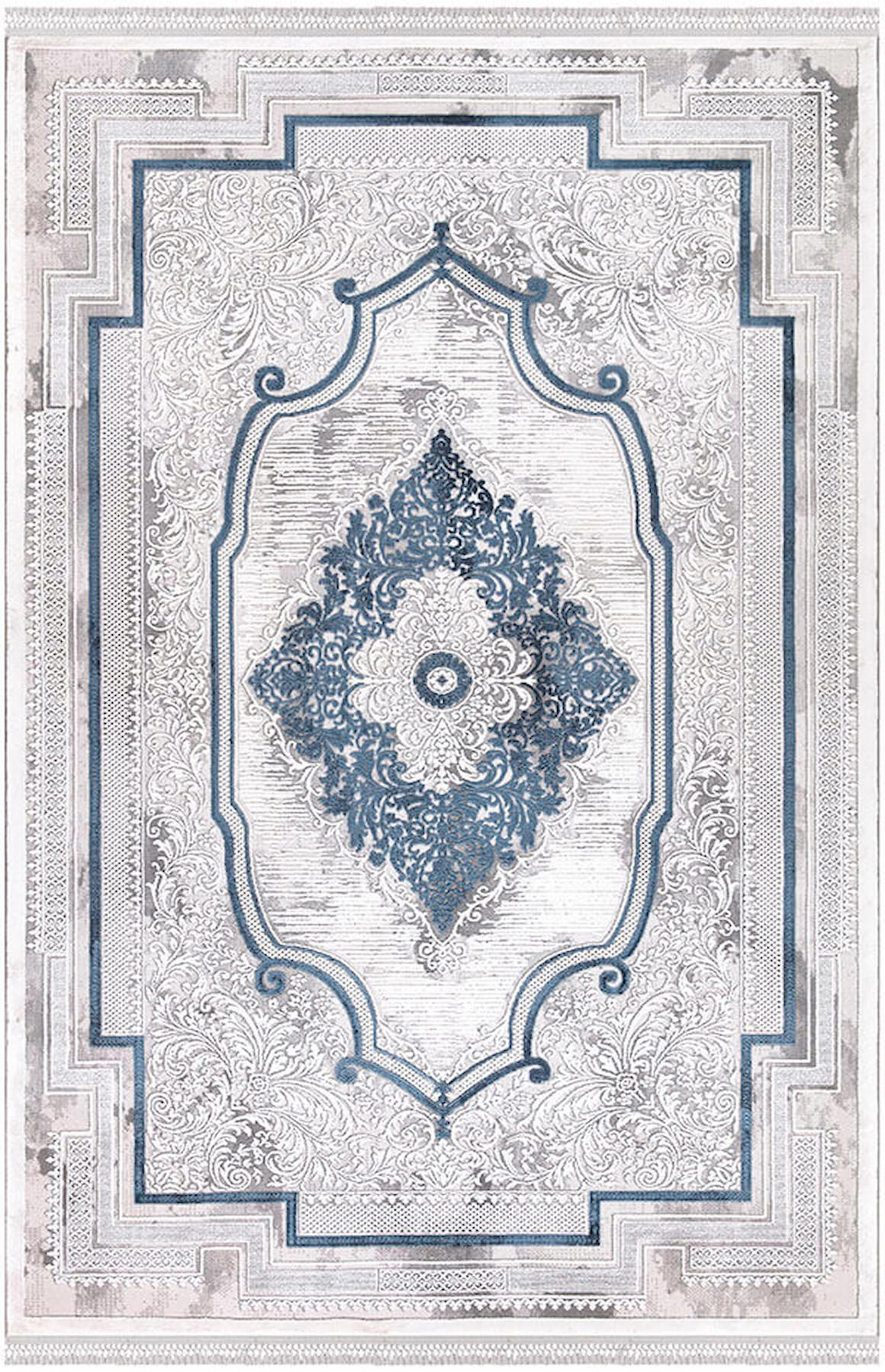 İpek Home Blossom 13623 Gri-Mavi 10 mm Bambu Toz Tutmaz Yıkanabilir Orta Kaymaz Pamuk Taban Dikdörtgen Makine Dokuma Antre-Çocuk Odası-Salon-Yatak Odası Halısı 120x170 cm