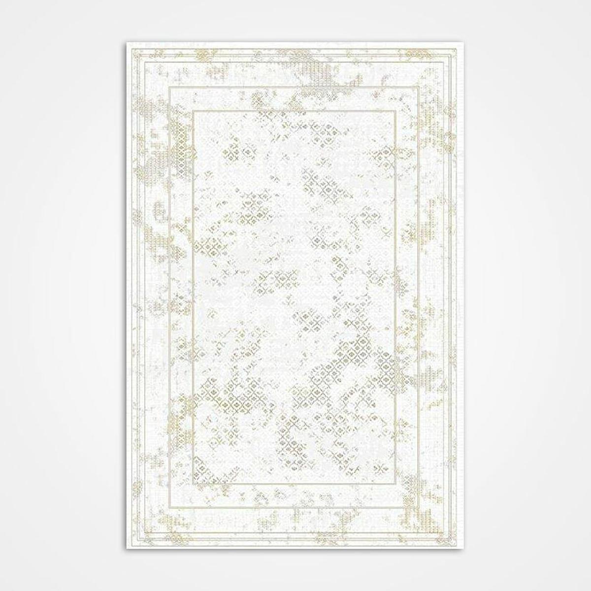 Crea Halı Silver 16502 Krem 6 mm Polyester Toz Tutmaz Yıkanabilir İnce Dikdörtgen Makine Dokuma Salon Halısı 120x180 cm