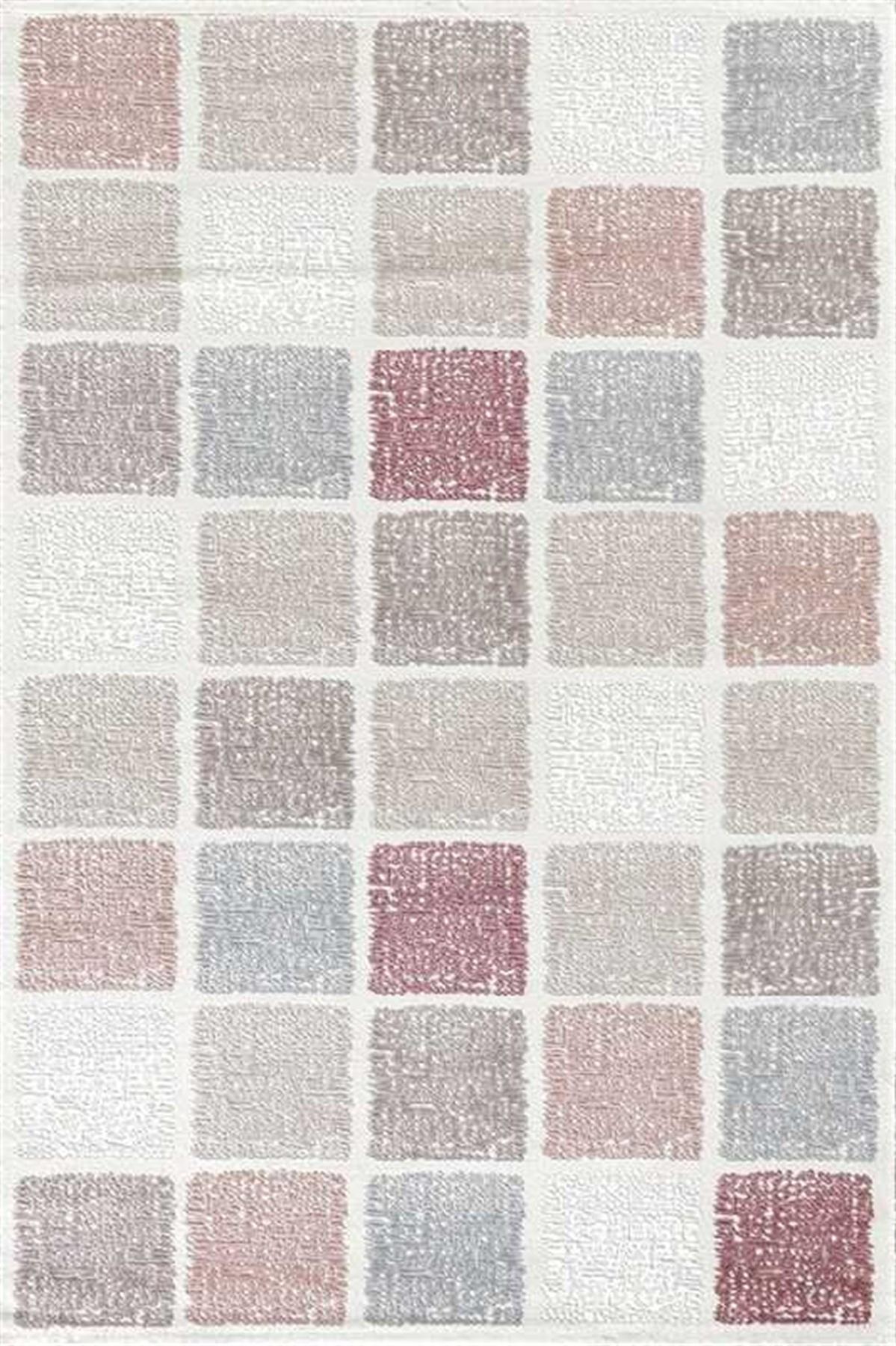 Merinos Resital RS003 Pembe 12 mm Akrilik Yumuşak Yıkanabilir Kalın Kaymaz Dikdörtgen Makine Dokuma Salon Halısı 100x200 cm