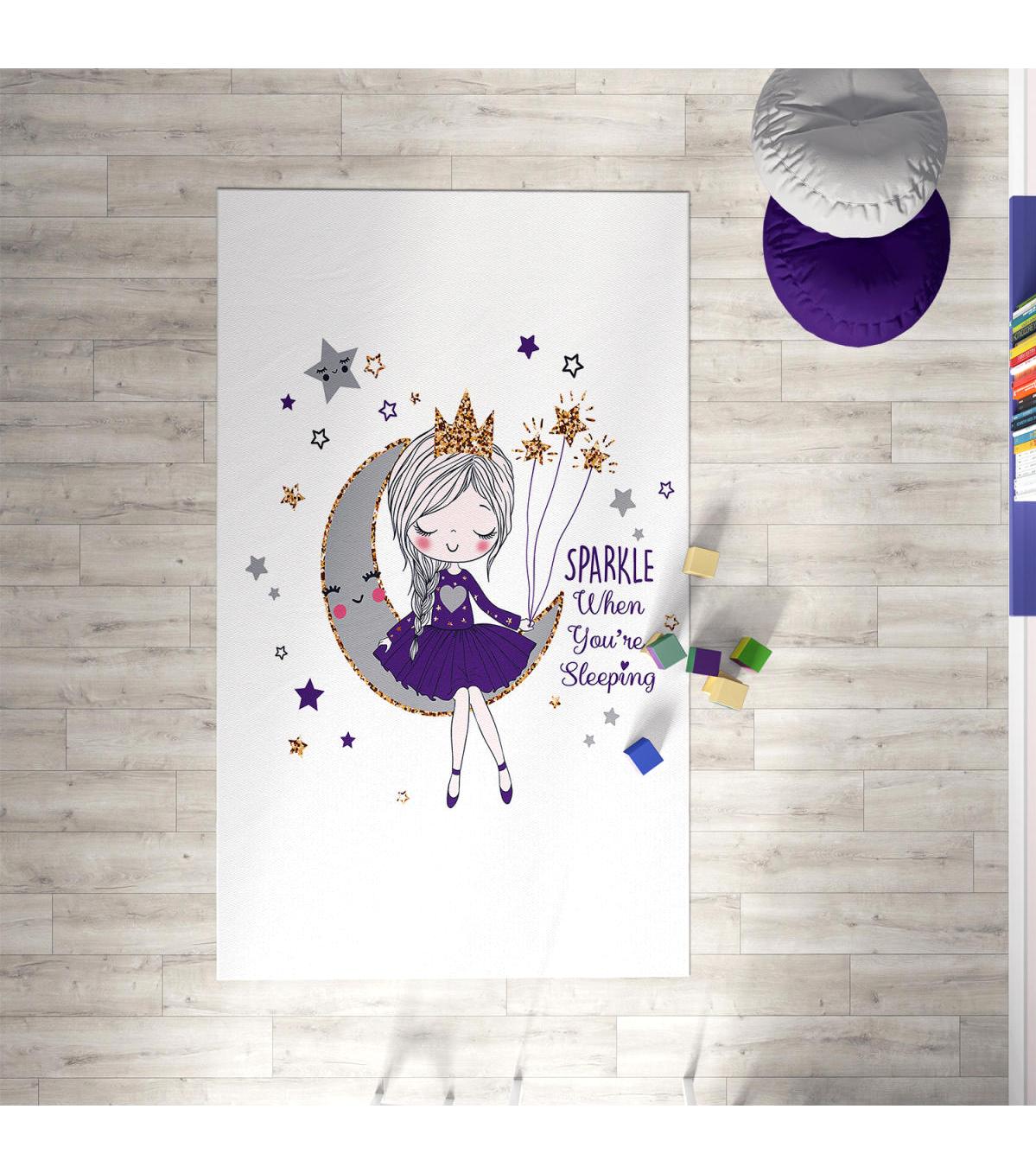 Chiron Baby Ceritti CRTT060 Krem 5 mm Pamuk-Polyester Antialerjenik Yıkanabilir İnce Kaymaz Taban Figürlü Dikdörtgen Makine Dokuma Çocuk Odası Halısı 200x290 cm