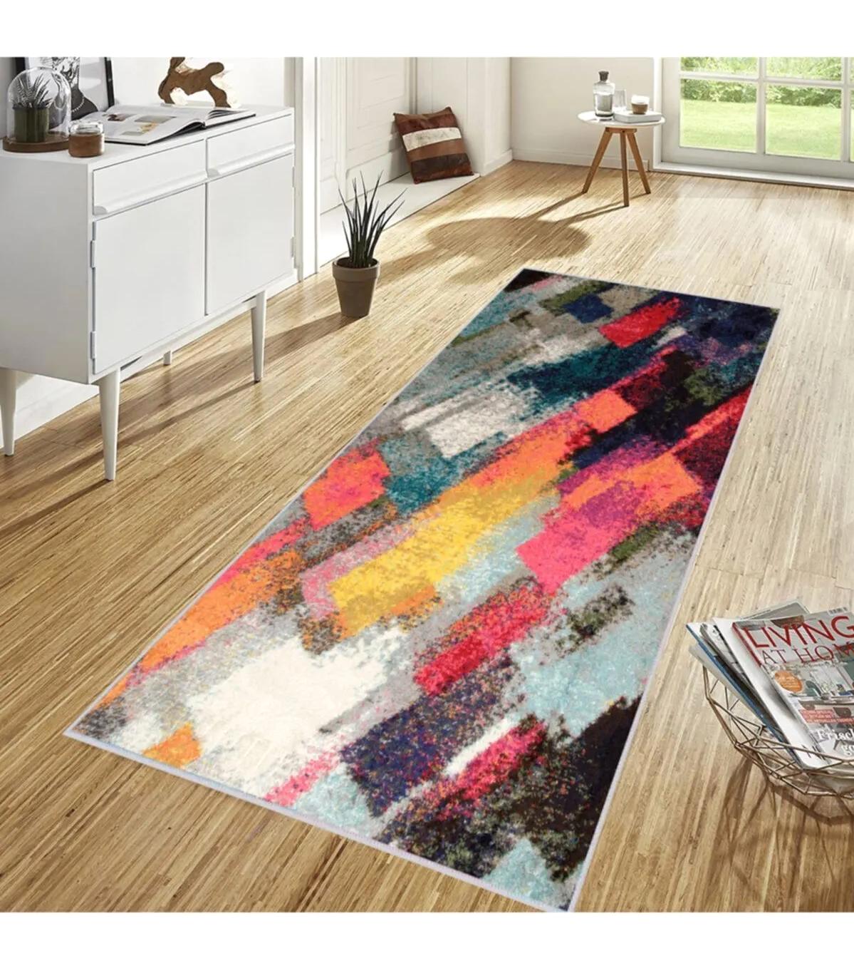 Rovigo Home RVG1167 Gri 8 mm Polyester Antibakteriyel-Leke Tutmaz-Toz Tutmaz Yıkanabilir İnce Kaymaz Dot Taban Dikdörtgen Makine Dokuma Salon Halısı 160x220 cm