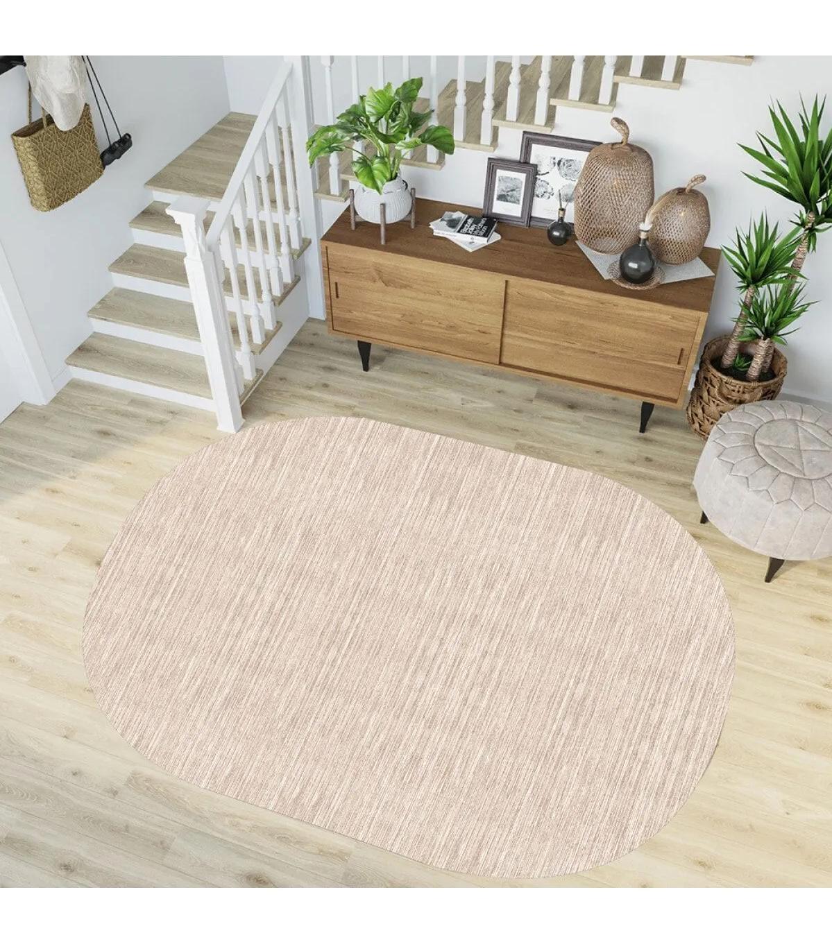 Rovigo Home RVG7197-D376 Krem 8 mm Polyester Yıkanabilir Orta Kaymaz Dot Taban Dikdörtgen Makine Dokuma Salon Halısı 80x300 cm