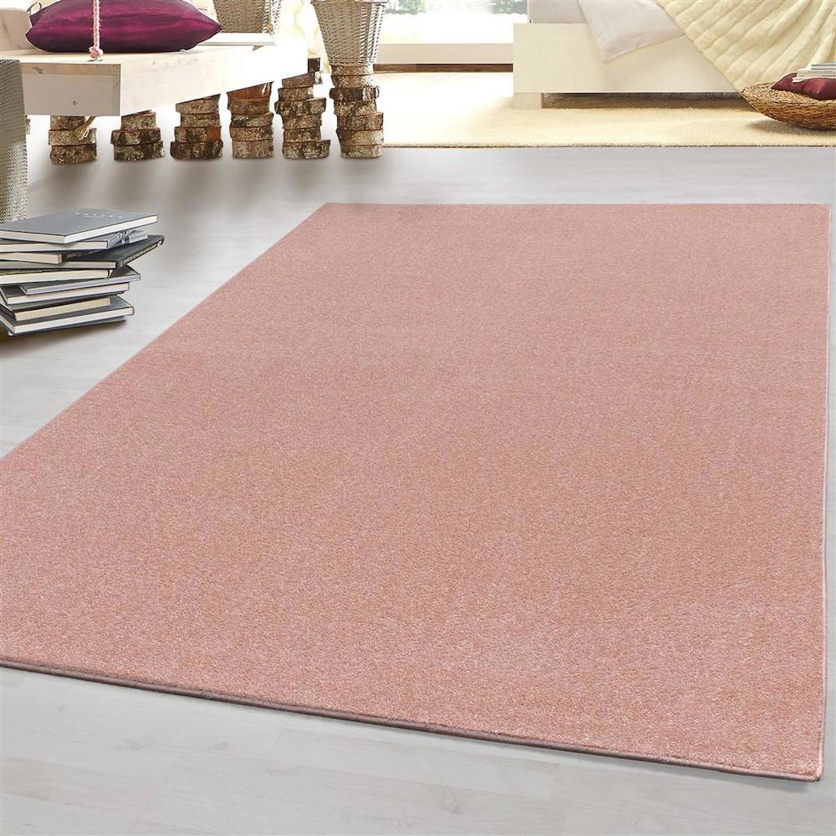 Red Halı Pembe 8 mm Polipropilen Antibakteriyel Yıkanabilir Kalın Kaymaz Jüt Taban Dikdörtgen Makine Dokuma Salon Halısı 100x200 cm
