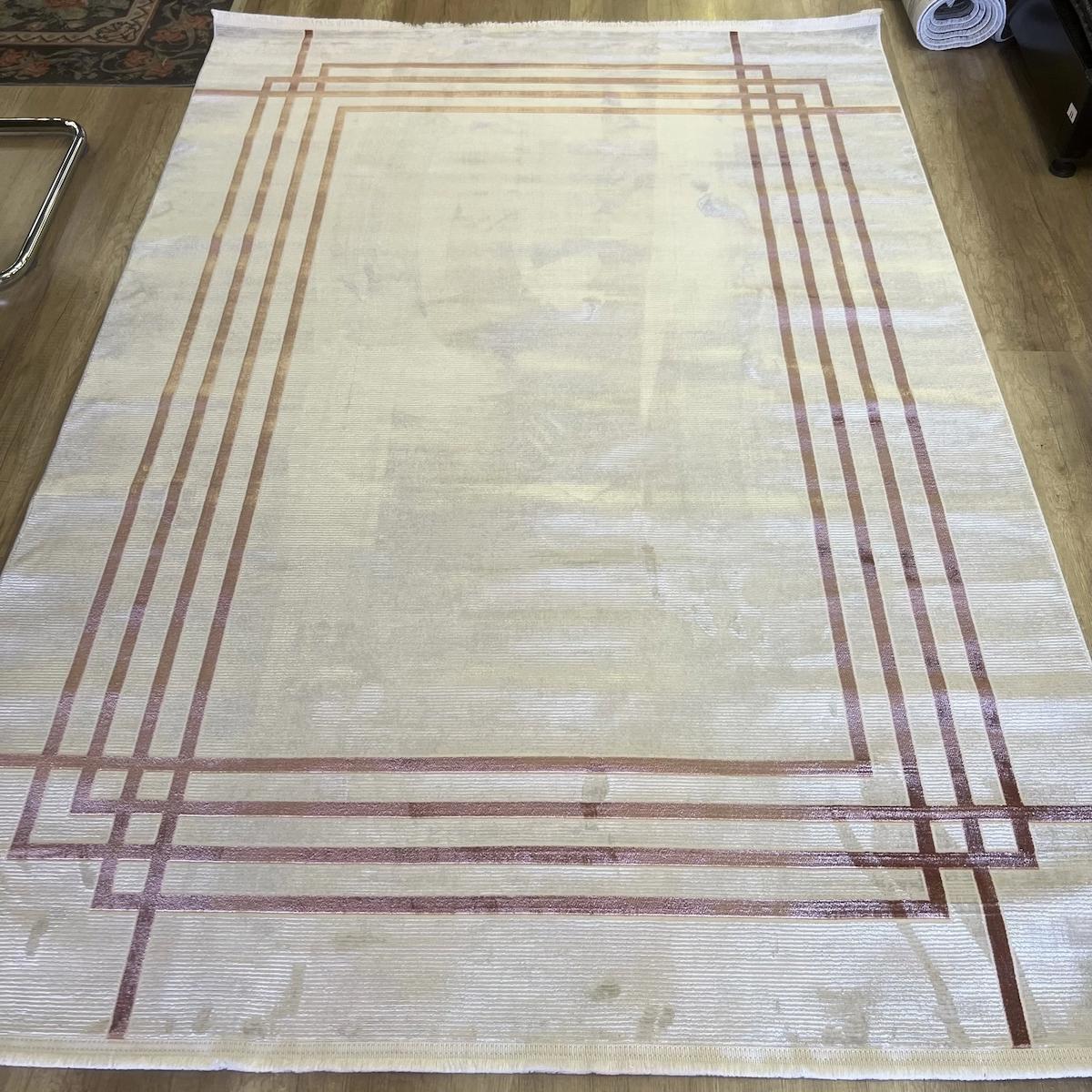 Hoom Rugs Mısra 5003 Bej - Kırmızı 12 mm Akrilik Toz tutmaz Yıkanabilir Kalın Kaymaz Dikdörtgen Makine Dokuma Salon Halısı 100x300 cm