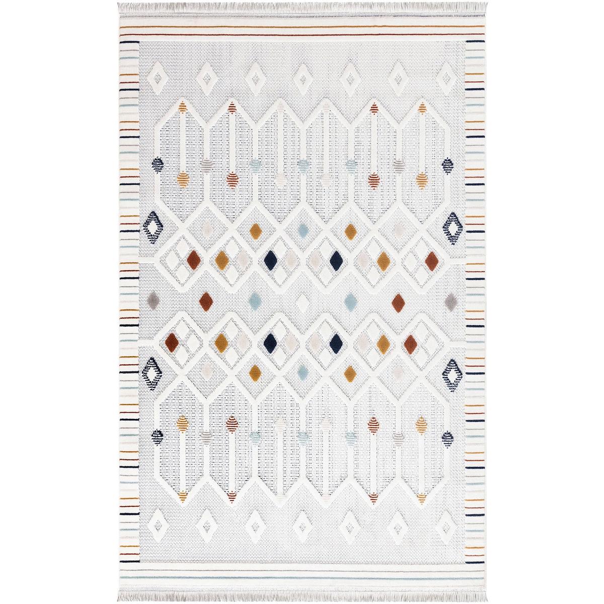 İpek Mekik Halı Duru Risby 1801 Krem 10 mm Polyester Yıkanabilir Orta Kaymaz Dikdörtgen Makine Dokuma Antre-Çocuk Odası-Salon-Yatak Odası Halısı 180x300 cm