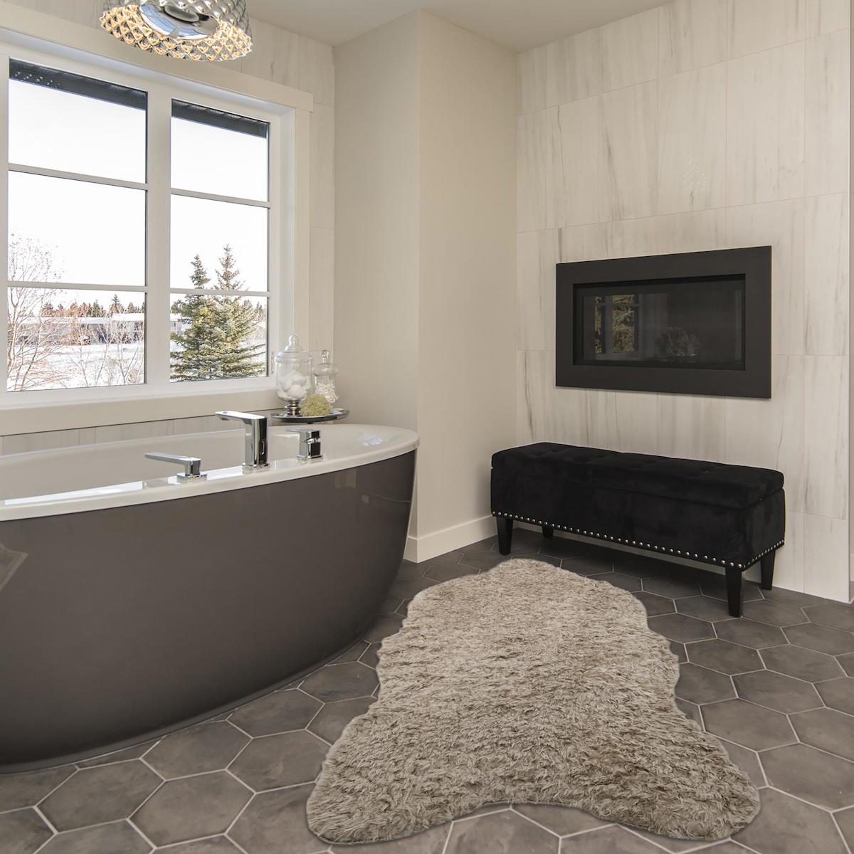 Giza Home F005A-GX45 Vizon 7 mm Polyester Silinebilir Yıkanabilir Orta Kaymaz Hayvan Desenli Oval Makine Dokuma Salon Halısı 180x180 cm