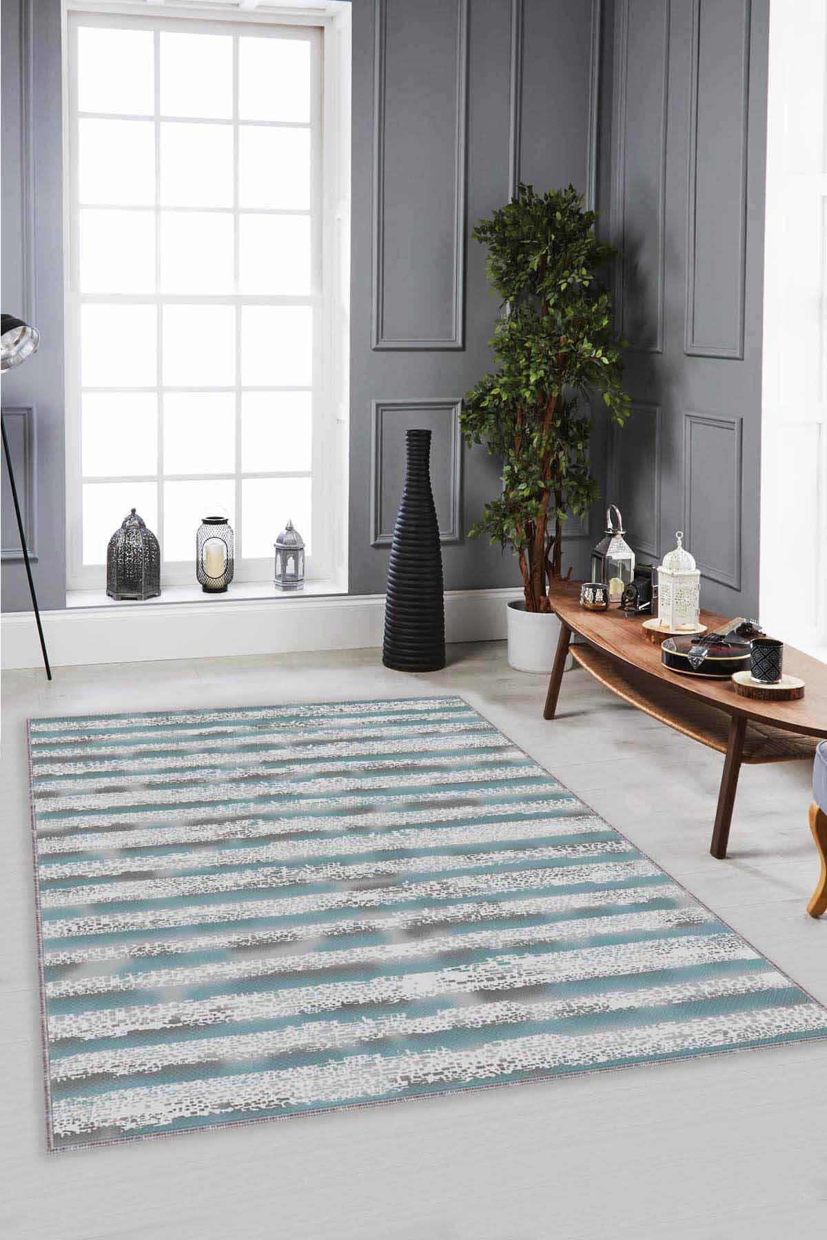 Viva Home FO08 Çok Renkli 7 mm Mikropolyester Koku Yapmaz-Leke Tutmaz-Toz Tutmaz Yıkanabilir İnce Kaymaz Dot Taban Dikdörtgen Makine Dokuma Antre-Oturma Odası-Salon-Yatak Odası Halısı 120x400 cm