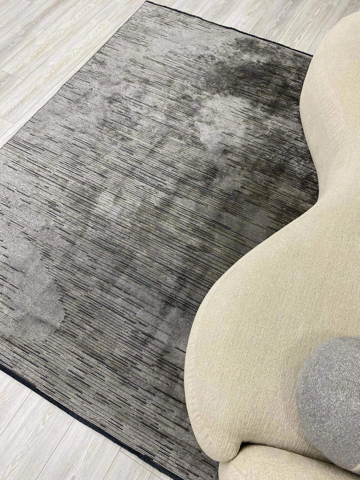 Vitze Home Rhizus Ovit Krem 7 mm Akrilik Antibakteriyel Yıkanabilir İnce Kaymaz Lateks Taban Dikdörtgen Makine Dokuma Salon Halısı 60x240 cm