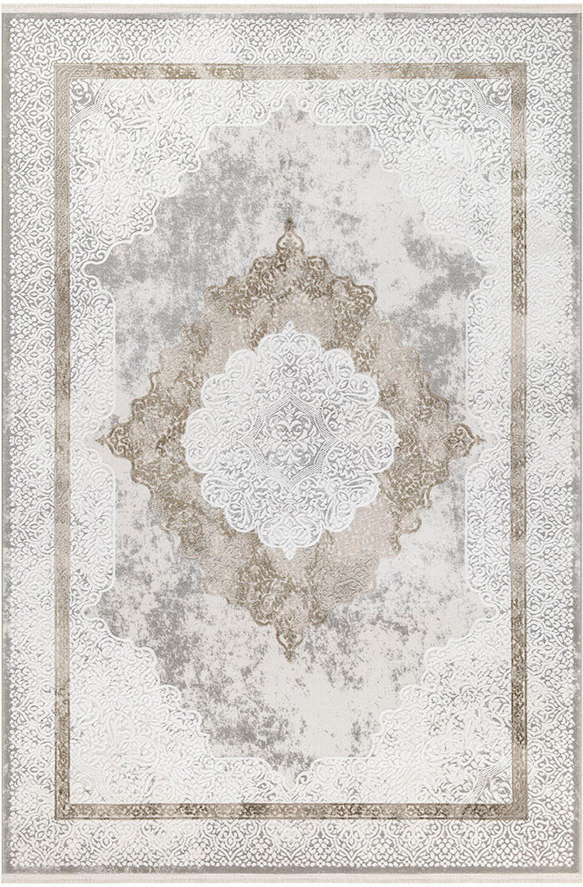 İpek Home Allures 12052 Bej-Kahverengi 8 mm Akrilik Yalıtıma Yardımcı Yıkanabilir Orta Kaymaz Pamuk Taban Dikdörtgen Makine Dokuma Salon Halısı 80x150 cm