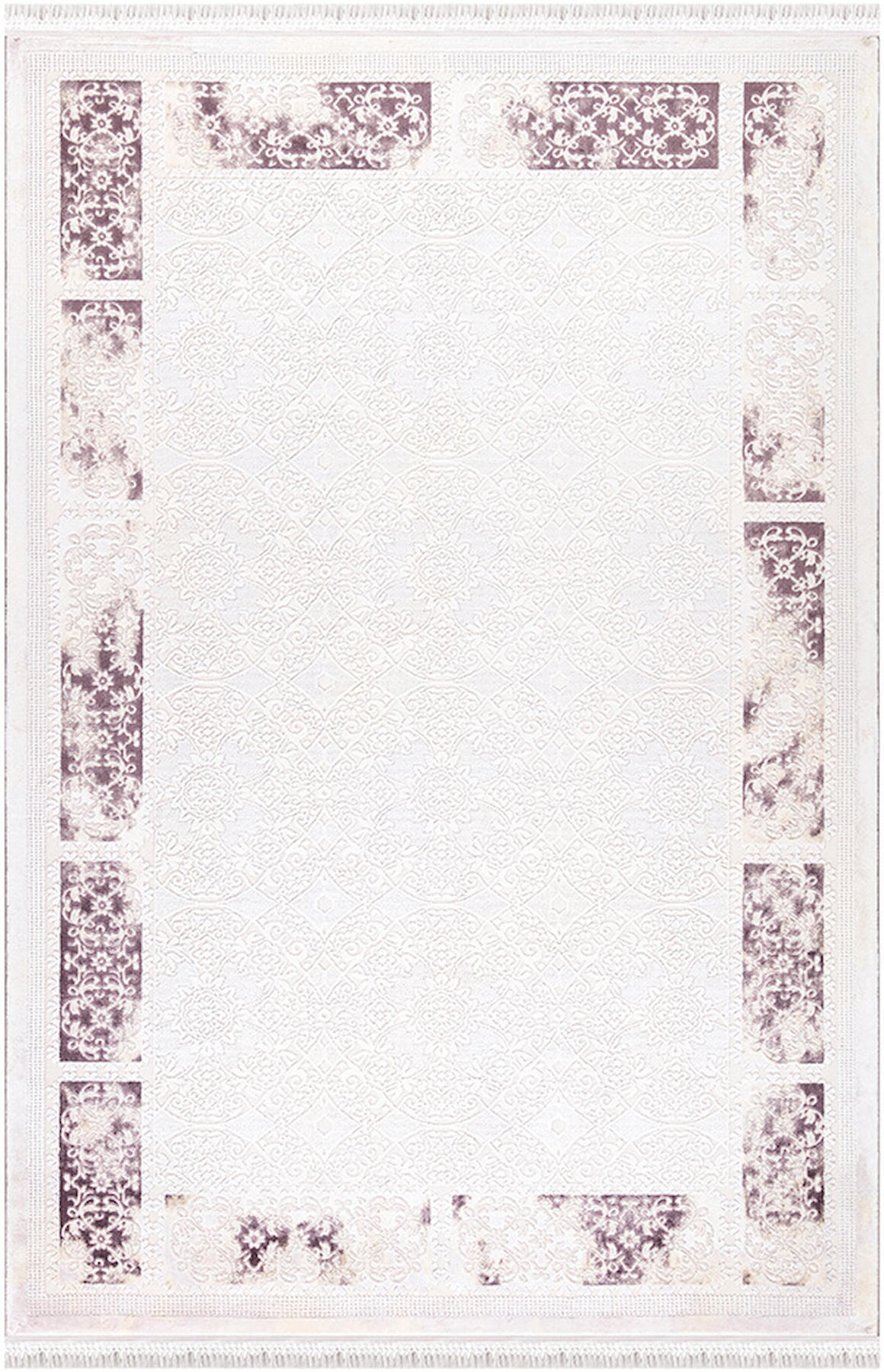 İpek Home Blossom 13451 Bej - Mor 10 mm Bambu Toz Tutmaz Yıkanabilir Orta Kaymaz Pamuk Taban Dikdörtgen Makine Dokuma Antre-Çocuk Odası-Salon-Yatak Odası Halısı 180x180 cm