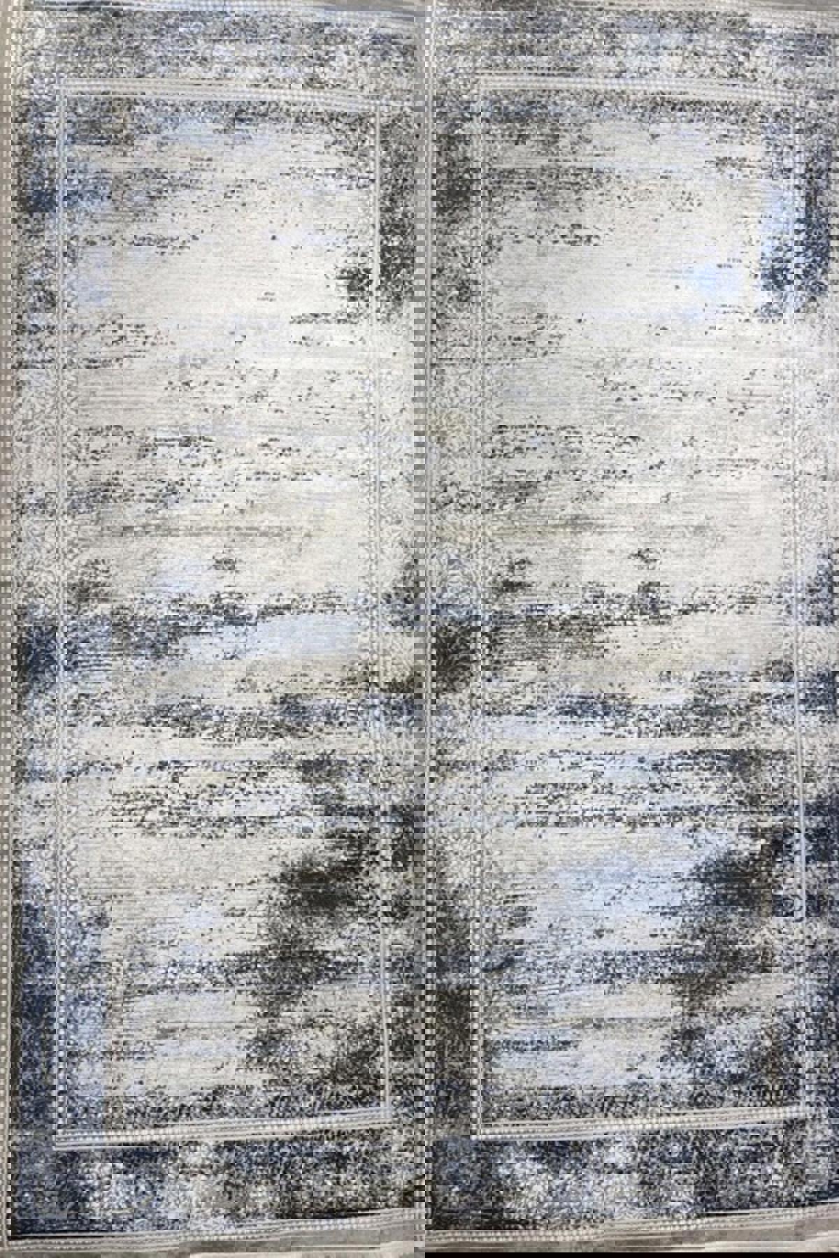 Merinos Diamond Onerra Gri-Krem 3 mm Akrilik Toz tutmaz Yıkanabilir İnce Kaymaz Dikdörtgen Makine Dokuma Salon Halısı 80x300 cm