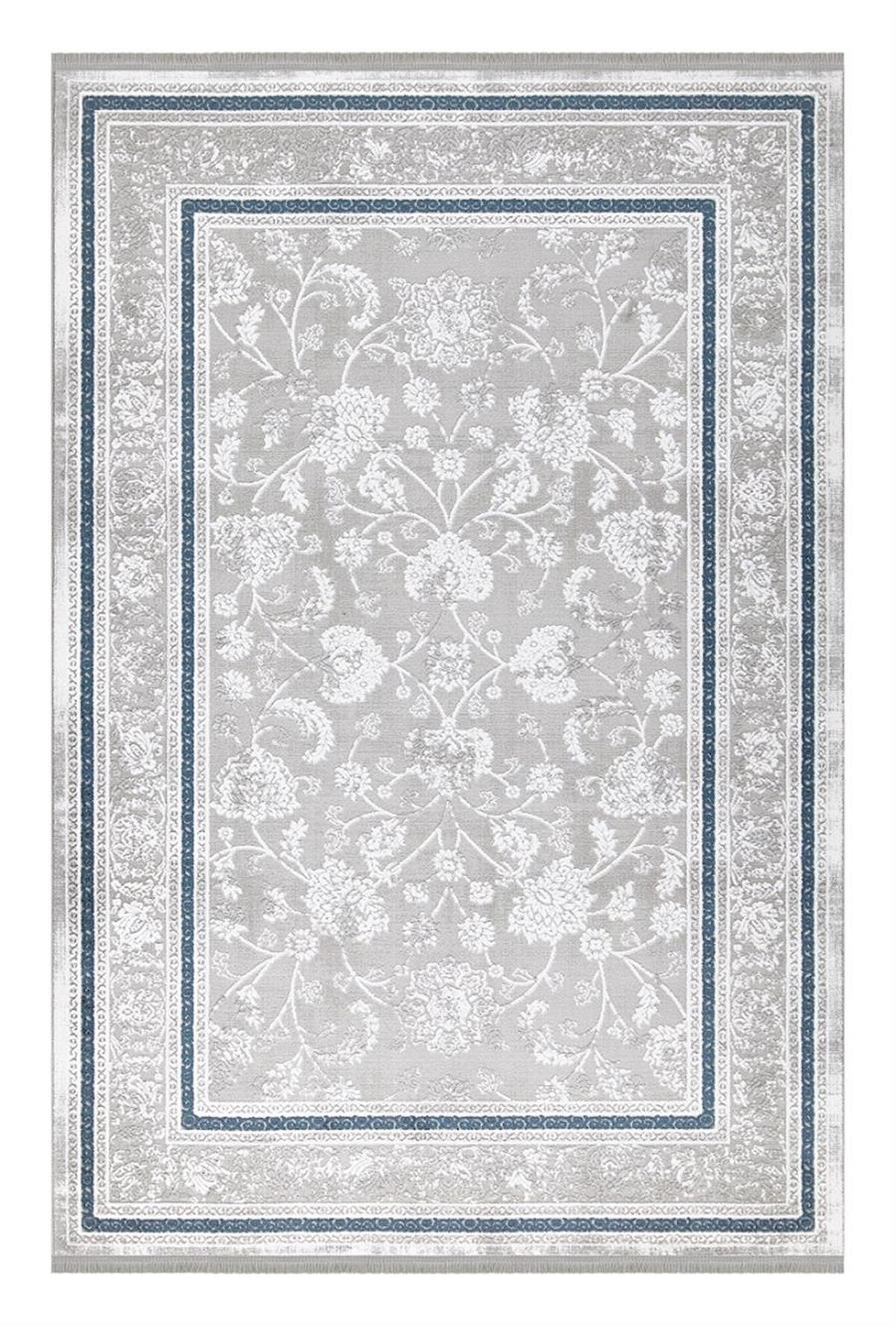 İpek Mekik Halı Gaspara 14851 Mavi 11 mm Akrilik Yıkanabilir Orta Kaymaz Pamuk Taban Dikdörtgen Makine Dokuma Antre-Çocuk Odası-Salon-Yatak Odası Halısı 120x180 cm