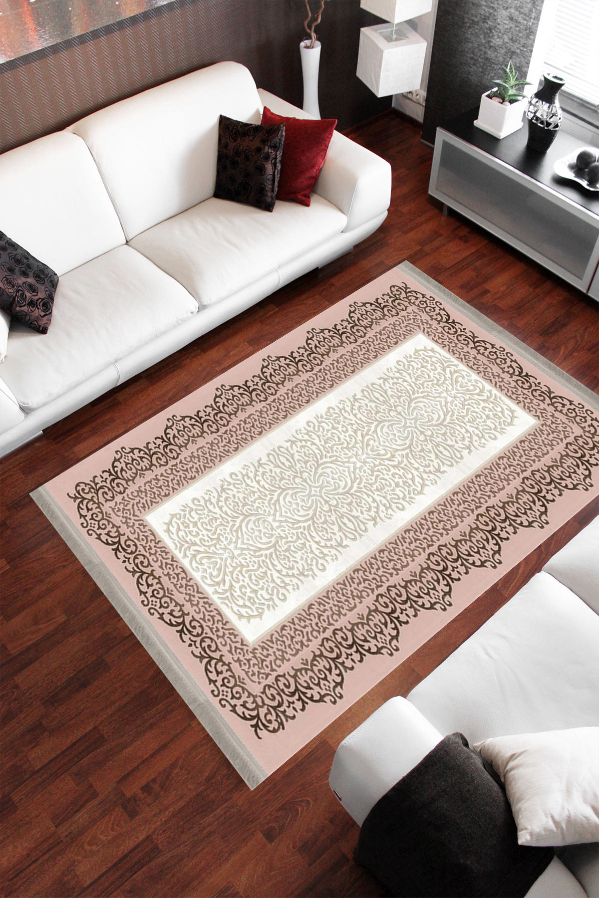 Homier Collection H-KS-3078C Çok Renkli 7 mm Pamuk Antibakteriyel Yıkanabilir Orta Kaymaz Dot Taban Dikdörtgen Makine Dokuma Salon Halısı 80x180 cm