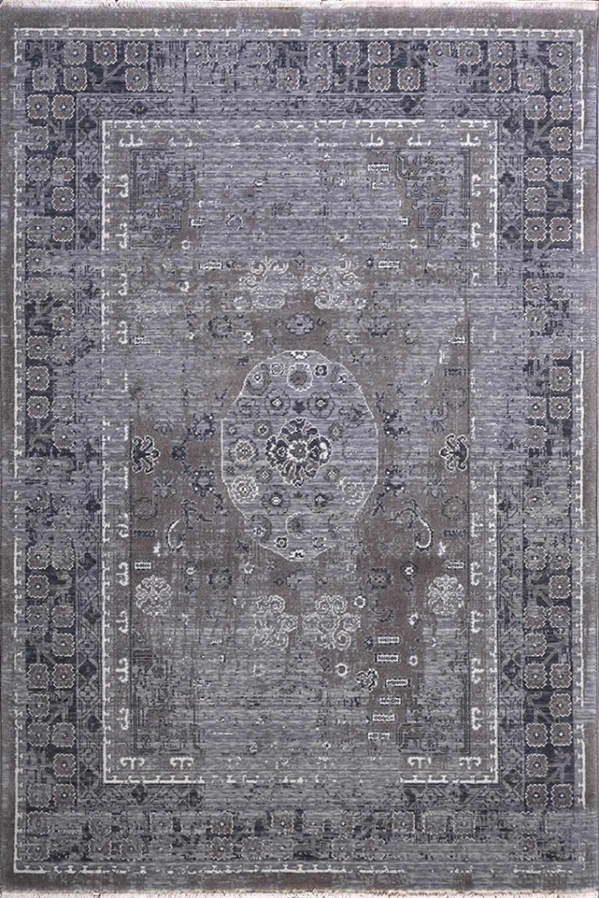 Crea Halı 8036 Gri 10 mm Bambu Yıkanabilir Orta Dikdörtgen Makine Dokuma Salon Halısı 80x120 cm