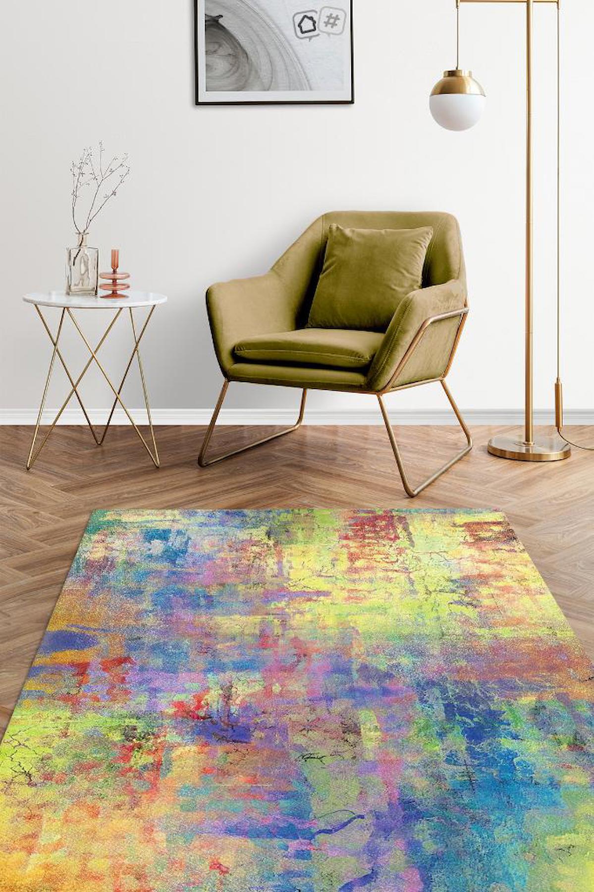 Homshtag Krem 4 mm Pamuk Antistatik Yıkanabilir İnce Kaymaz Dikdörtgen Makine Dokuma Salon Halısı 150x233 cm