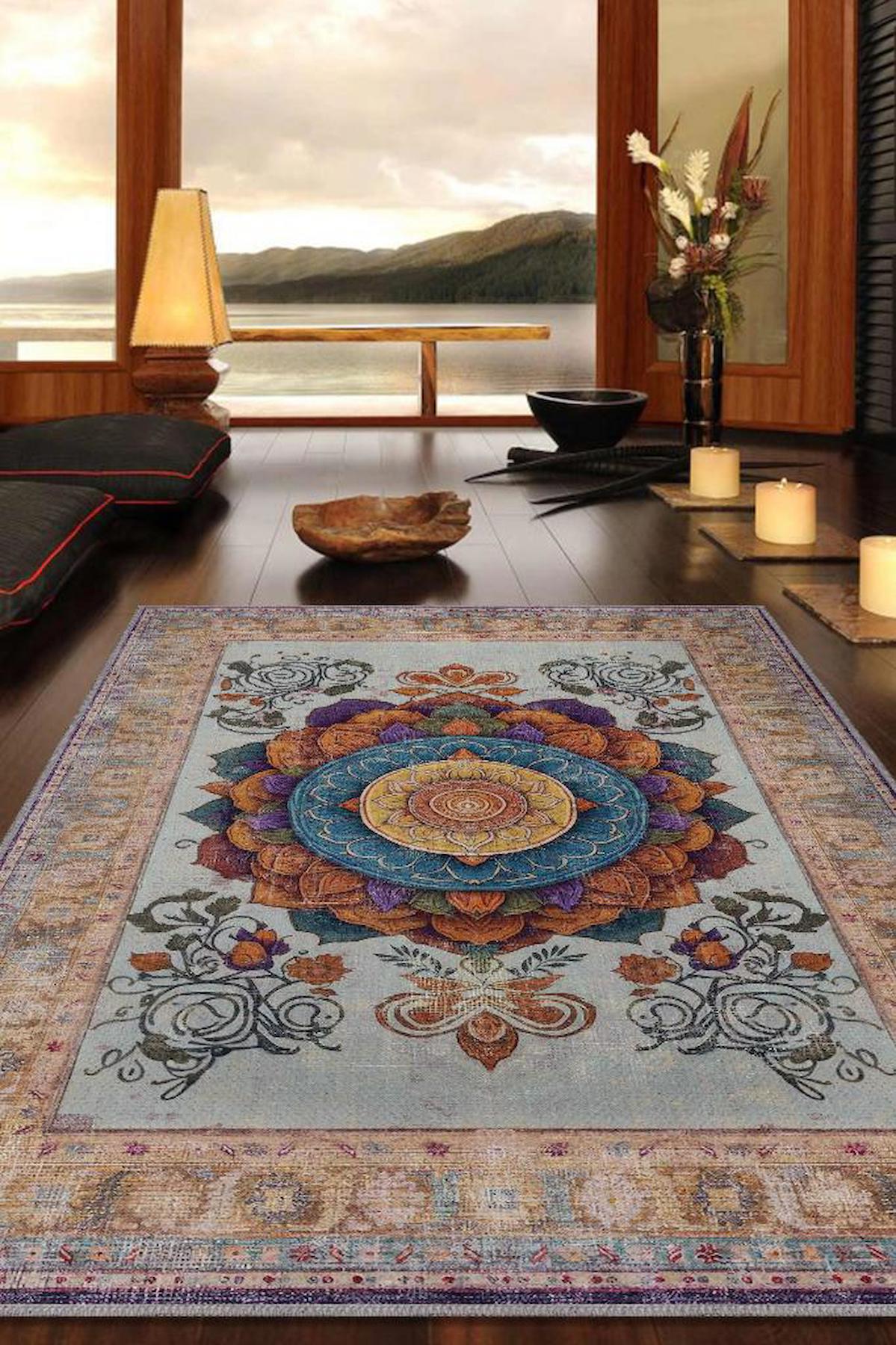 Homshtag Krem 4 mm Pamuk Antistatik Yıkanabilir İnce Kaymaz Dikdörtgen Makine Dokuma Salon Halısı 100x180 cm