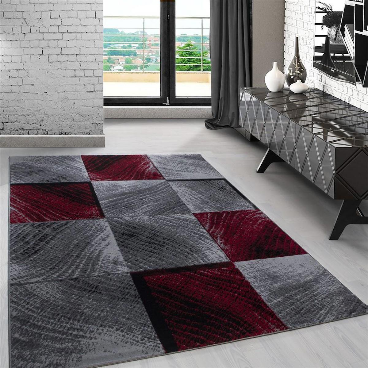 Red Halı Kırmızı 6 mm Polipropilen Antibakteriyel Yıkanabilir İnce Kaymaz Jüt Taban Dikdörtgen Makine Dokuma Salon Halısı 120x180 cm