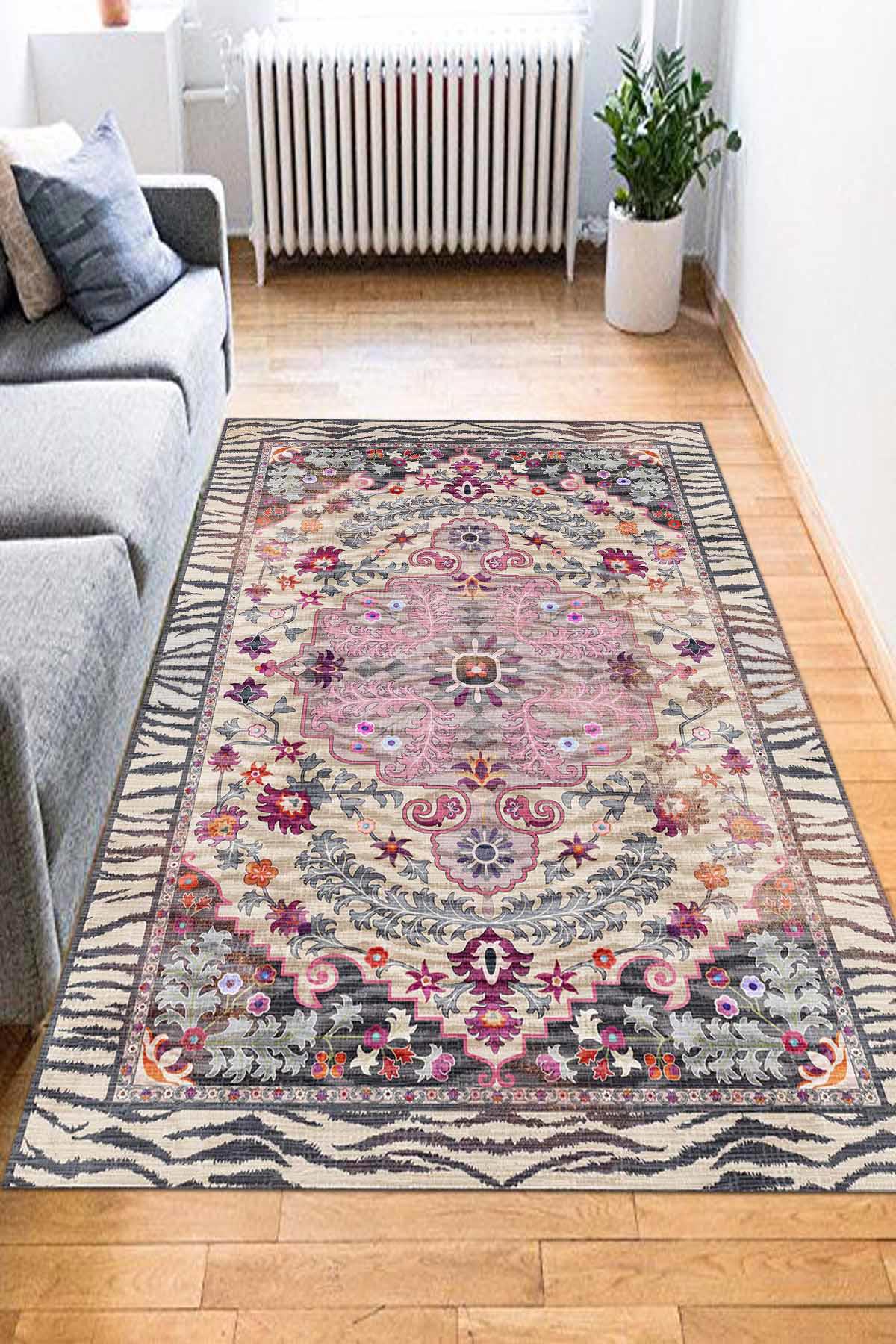 Aida Home Despinax Krem 0.5 mm Pamuk Antibakteriyel Yıkanabilir Orta Kaymaz Dikdörtgen Makine Dokuma Salon Halısı 200x300 cm