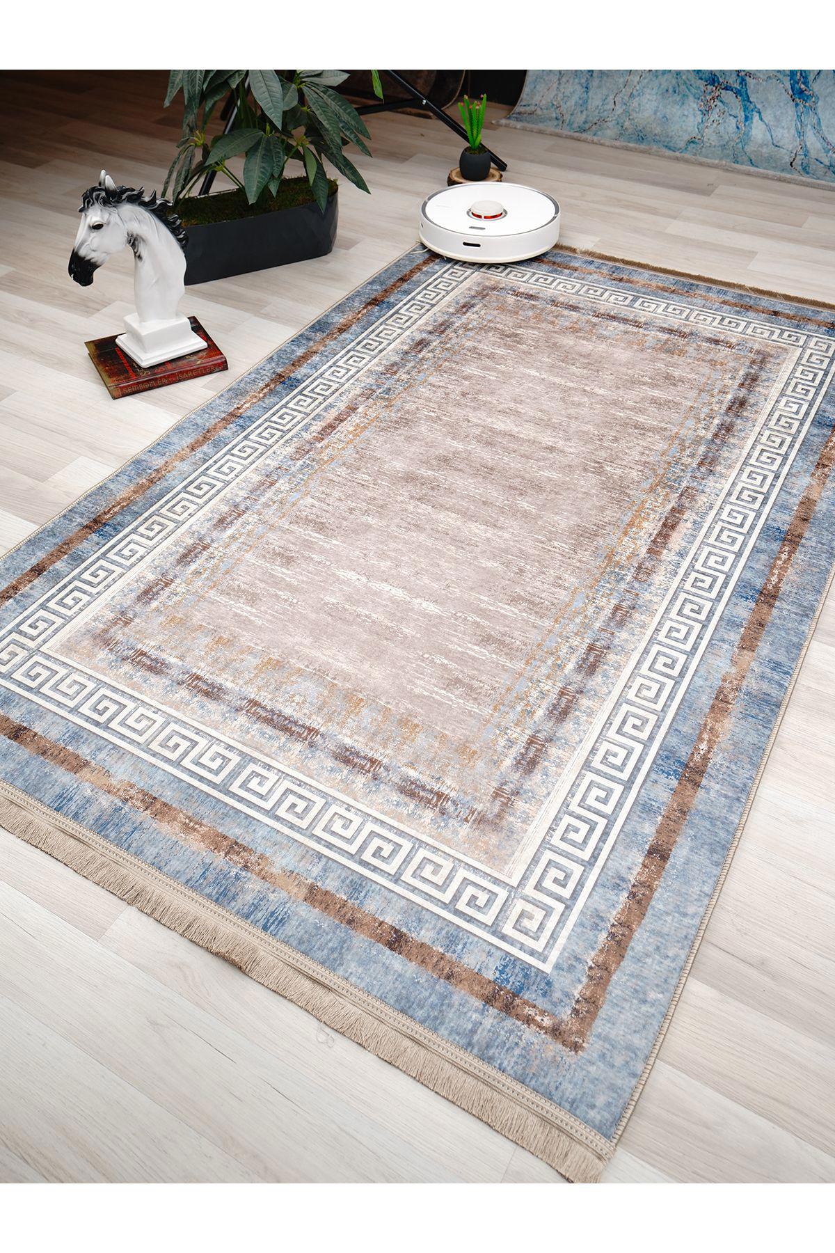 İnspira Çok Renkli 12 mm Polyester Kaymaz Taban Dikdörtgen Halı 80x140 cm