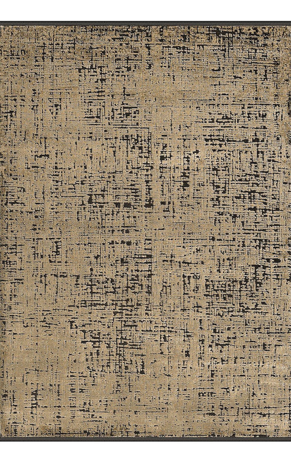 Merinos Bamboo Lavi 34667 Kahverengi-Siyah 12 mm Akrilik Antialerjenik Yıkanabilir İnce Kaymaz Dikdörtgen Makine Dokuma Salon Halısı