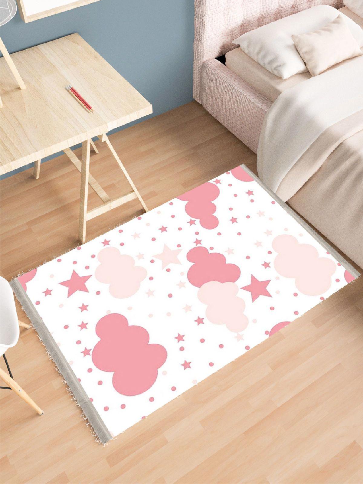 Enbe Collection E-CK10054D Çok Renkli 5 mm Pamuk Antibakteriyel Yıkanabilir Orta Kaymaz Dot Taban Dikdörtgen Makine Dokuma Çocuk Odası Halısı 80x500 cm