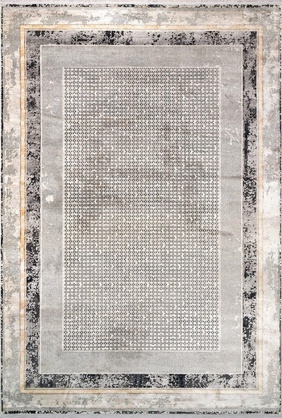 Kreasyon Halı Gallery 1267 Gri 7 mm Akrilik Yıkanabilir Kaymaz Taban Dikdörtgen Makine Dokuma Salon Halısı 200x300 cm