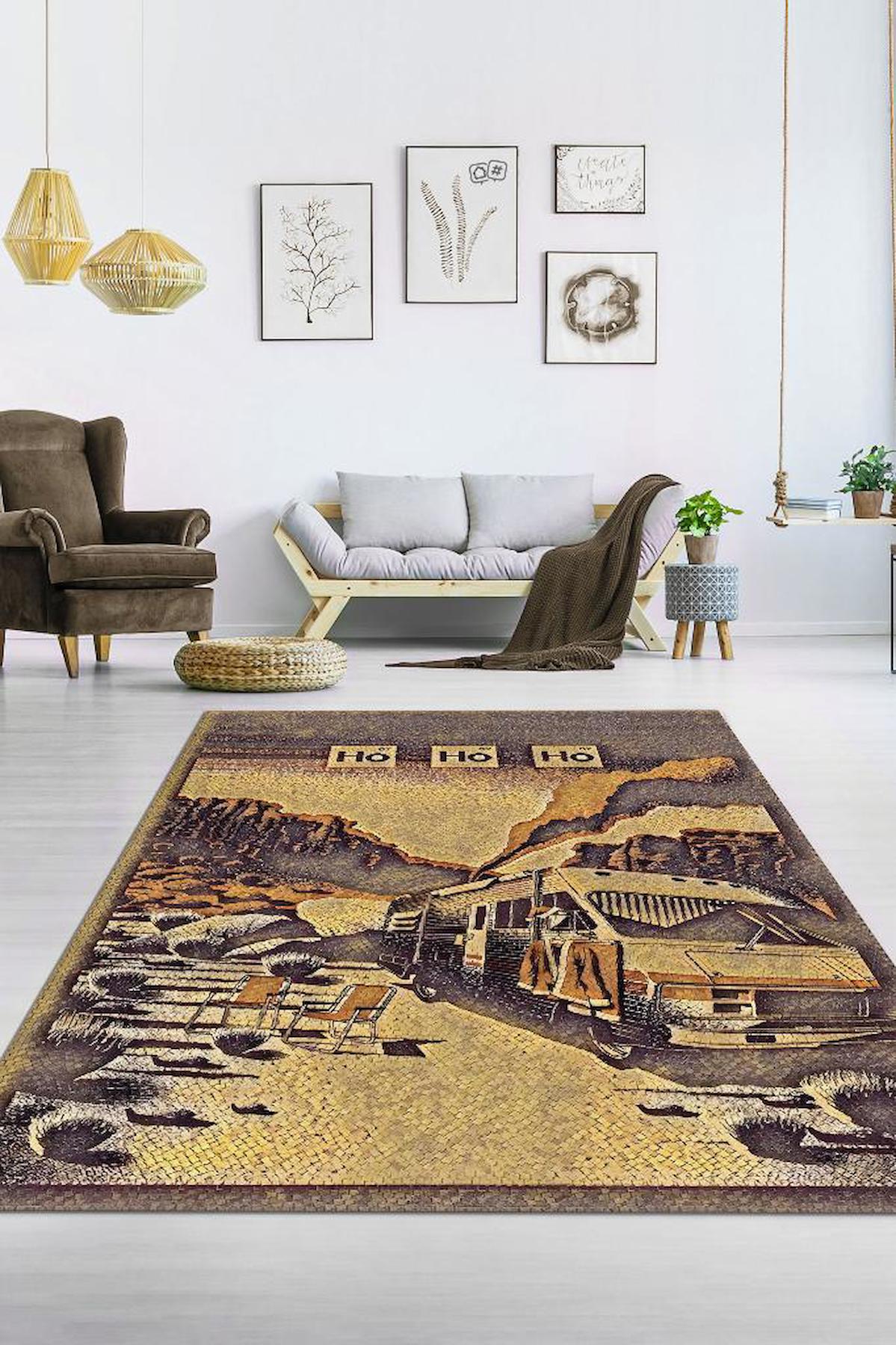 Homshtag Breaking Bad Çok Renkli 4 mm Pamuk Antistatik Yıkanabilir İnce Kaymaz Dikdörtgen Makine Dokuma Salon Halısı 100x450 cm