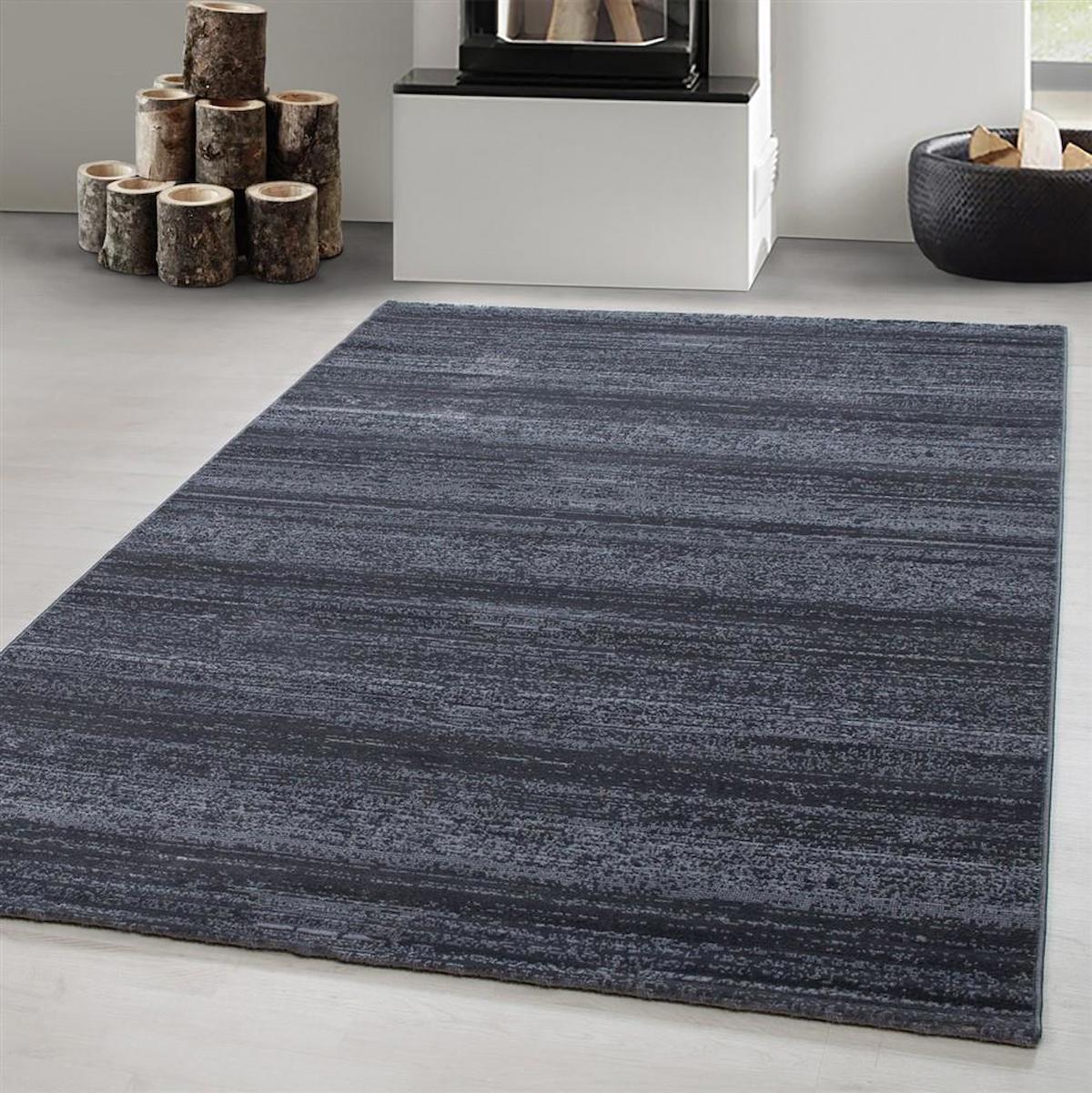 Red Halı Gri 6 mm Polipropilen Antibakteriyel Yıkanabilir İnce Kaymaz Taban Dikdörtgen Makine Dokuma Salon Halısı 133x190 cm