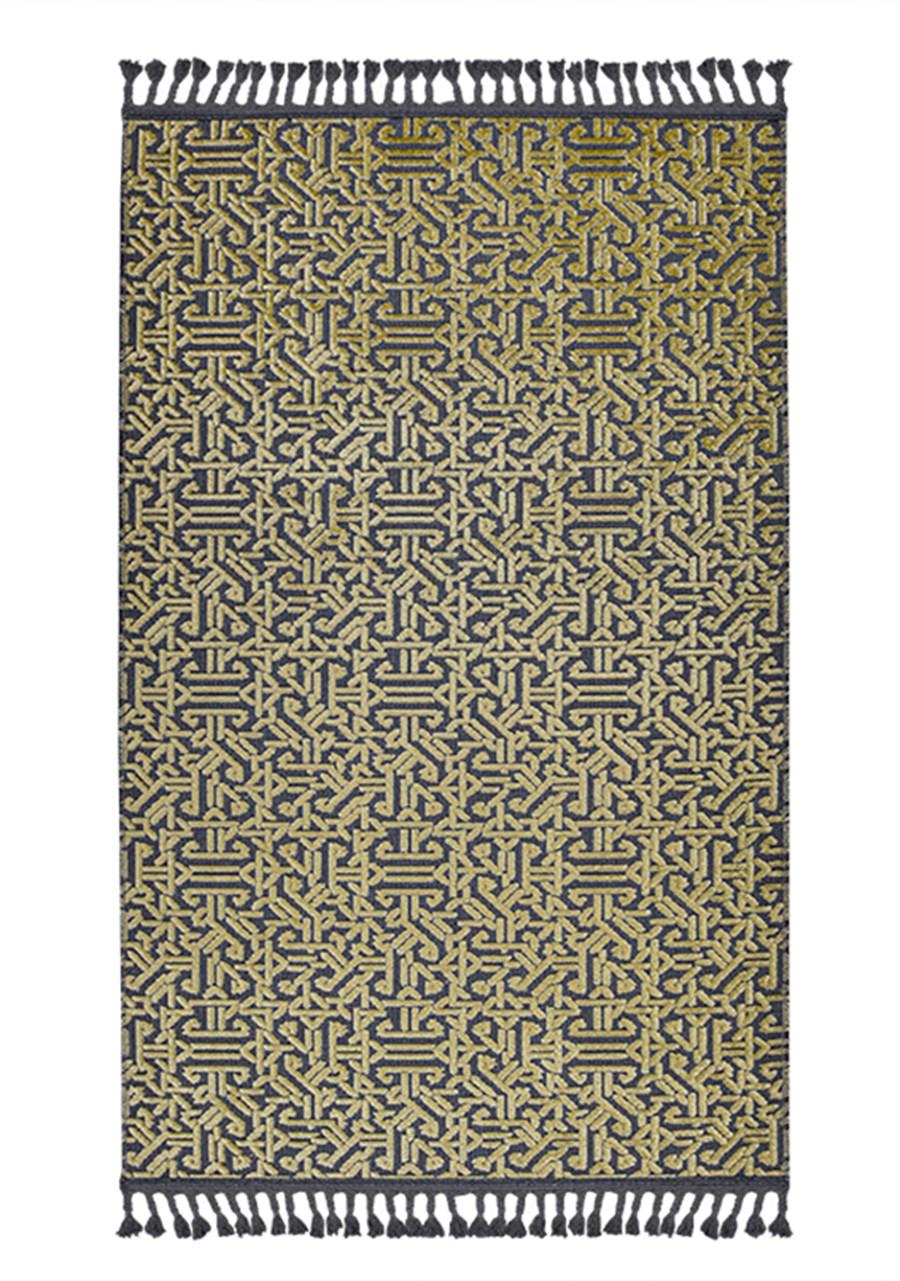 Kreasyon Halı Rönesans 9207 Altın 3 mm Akrilik Yıkanabilir İnce Kaymaz Dikdörtgen Makine Dokuma Salon Halısı 160x230 cm