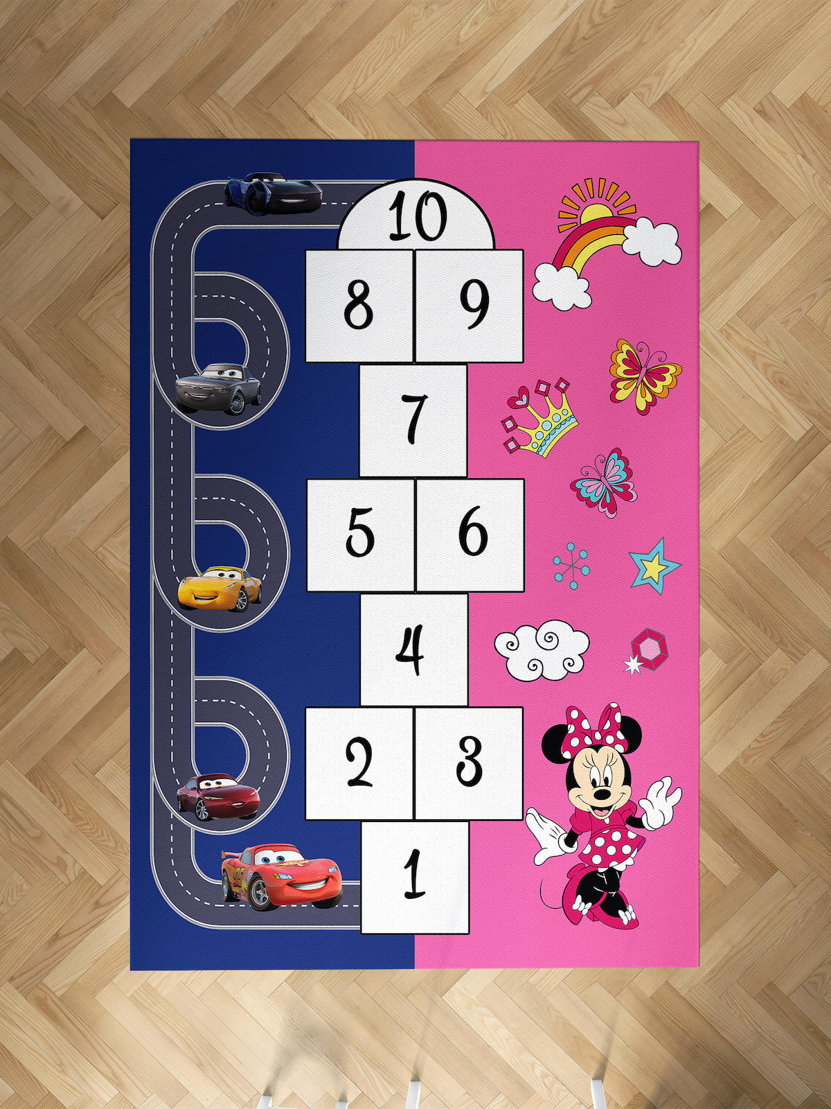 Mekta Home Seksekli Çok Renkli 10 mm Antibakteriyel Yıkanabilir İnce Kaymaz Dot Taban Dikdörtgen Makine Dokuma Çocuk Odası Halısı 100x450 cm