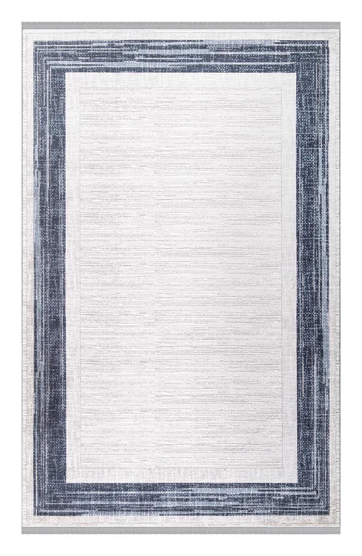 İpek Mekik Halı Anisa 15962 Mavi 10 mm Akrilik Yıkanabilir Orta Kaymaz Pamuk Taban Dikdörtgen Makine Dokuma Antre-Çocuk Odası-Salon-Yatak Odası Halısı 80x500 cm
