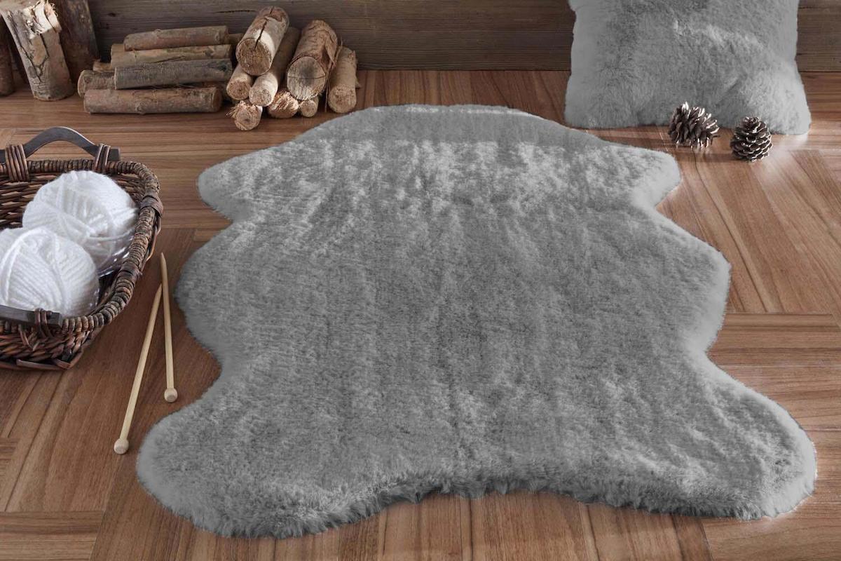 Jassrug Gri 35 mm Polyester Yıkanabilir Kalın Kaymaz Taban Oval Makine Dokuma Halı 120x180 cm