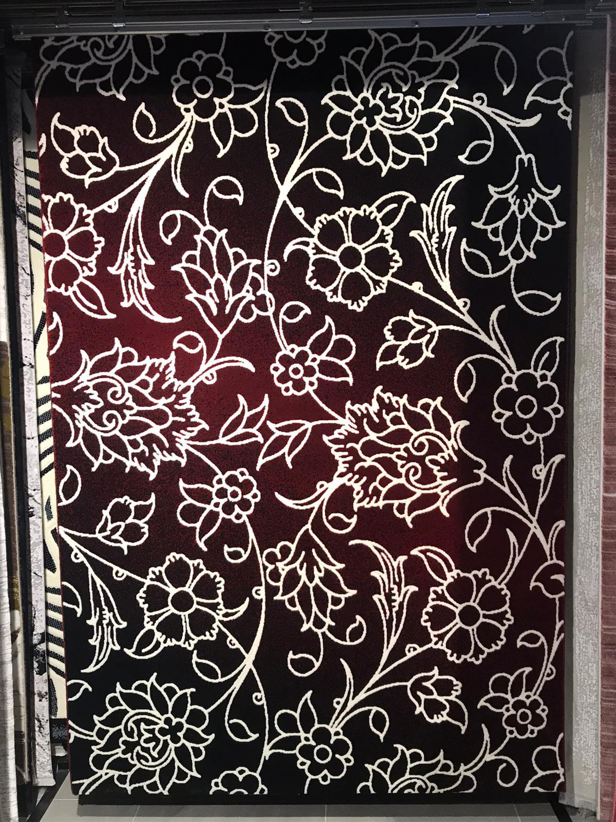 Bellona Fashiona 0233 Bordo Şönil Taban Çiçek Desenli Dikdörtgen Makine Dokuma Salon Halısı 80x300 cm