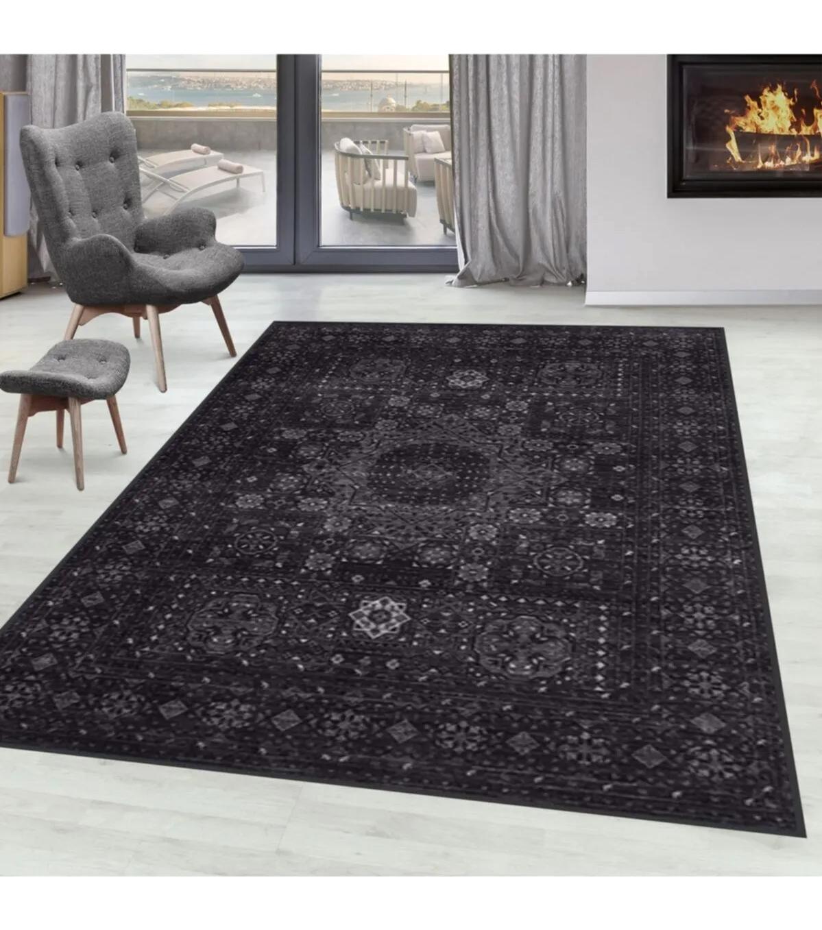 Rovigo Home RVG1567-SD342 Çok Renkli 8 mm Polyester Leke Tutmaz-Toz Tutmaz Yıkanabilir İnce Kaymaz Dot Taban Dikdörtgen Makine Dokuma Salon Halısı 140x200 cm