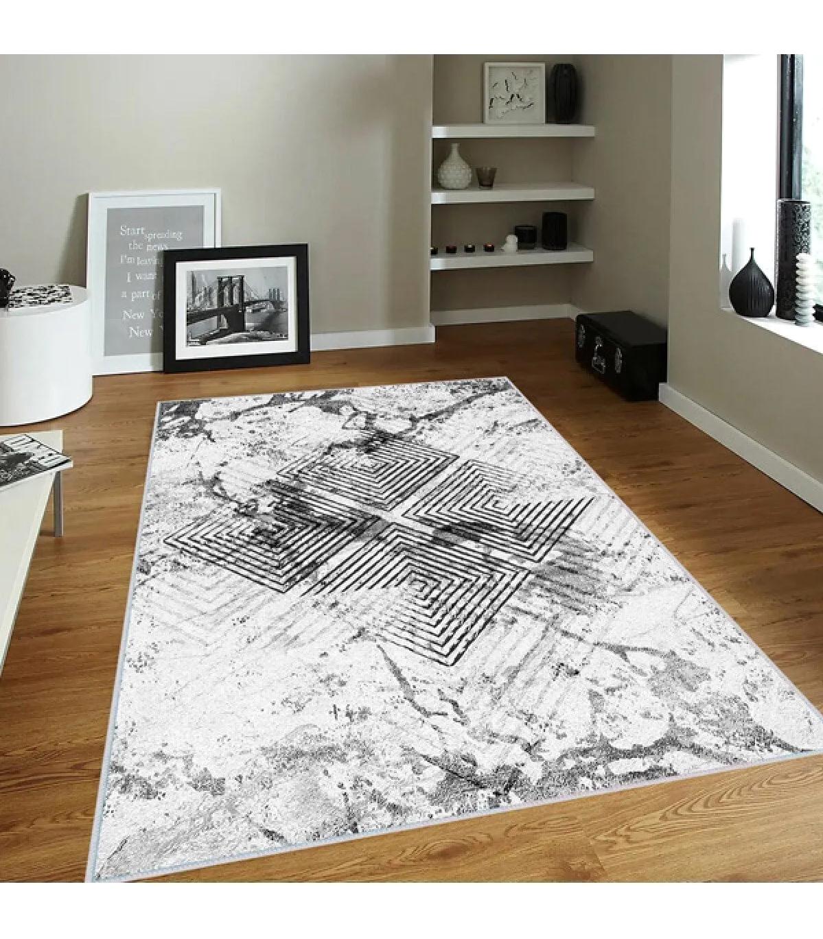 Rovigo Home RVG0130-SD1035 Krem 8 mm Polyester Yıkanabilir Orta Kaymaz Dot Taban Dikdörtgen Makine Dokuma Salon Halısı 100x300 cm
