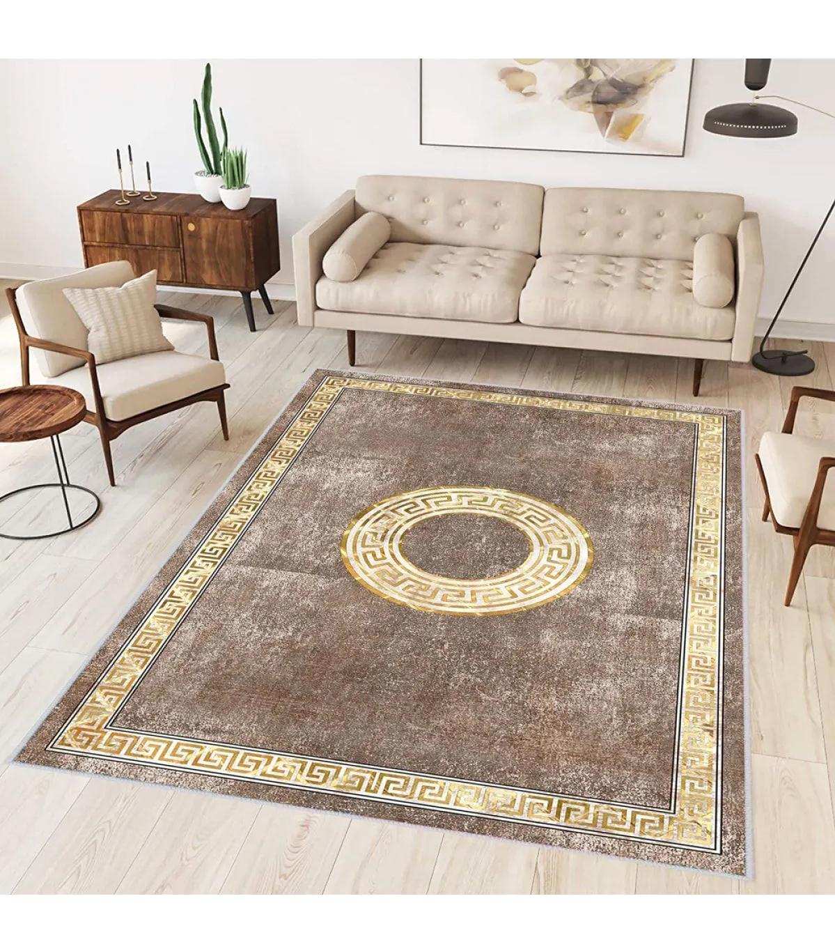 Rovigo Home RVG0324-SD1190 Çok Renkli 8 mm Polyester Antibakteriyel-Leke Tutmaz-Toz Tutmaz Yıkanabilir İnce Kaymaz Dot Taban Dikdörtgen Makine Dokuma Salon Halısı 120x180 cm