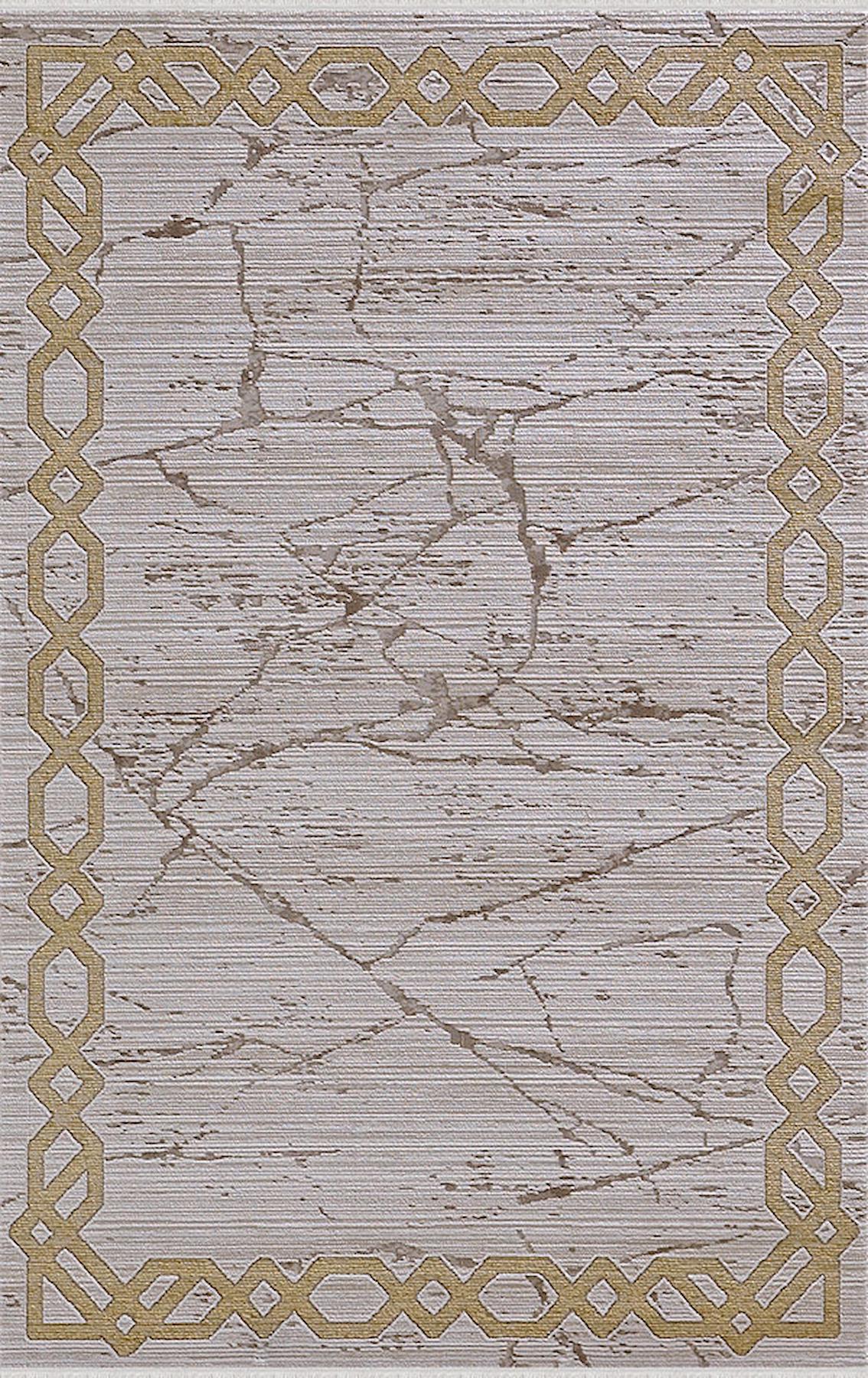 Merinos Diyez 34931 Altın - Vizon 9 mm Akrilik Yıkanabilir İnce Kaymaz Dikdörtgen Makine Dokuma Salon Halısı 80x500 cm