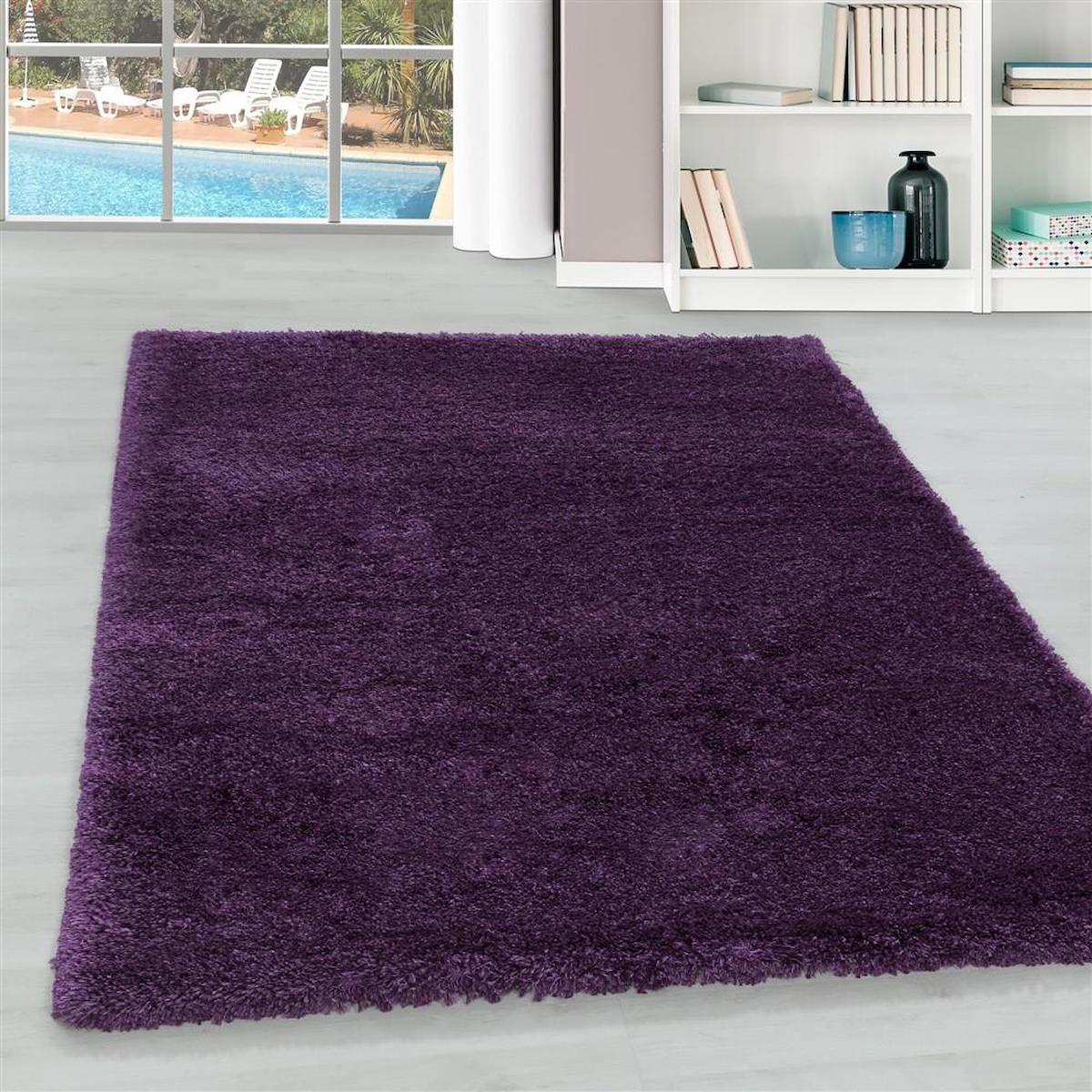 Red Halı Lila 30 mm Polipropilen Antibakteriyel Yıkanabilir Kalın Kaymaz Lateks Taban Dikdörtgen Makine Dokuma Salon Halısı 140x200 cm