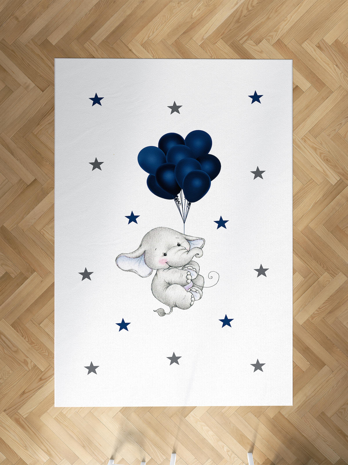 Mekta Home Balon-Fil Çok Renkli 10 mm Antibakteriyel Yıkanabilir İnce Kaymaz Dot Taban Dikdörtgen Makine Dokuma Çocuk Odası Halısı 40x60 cm