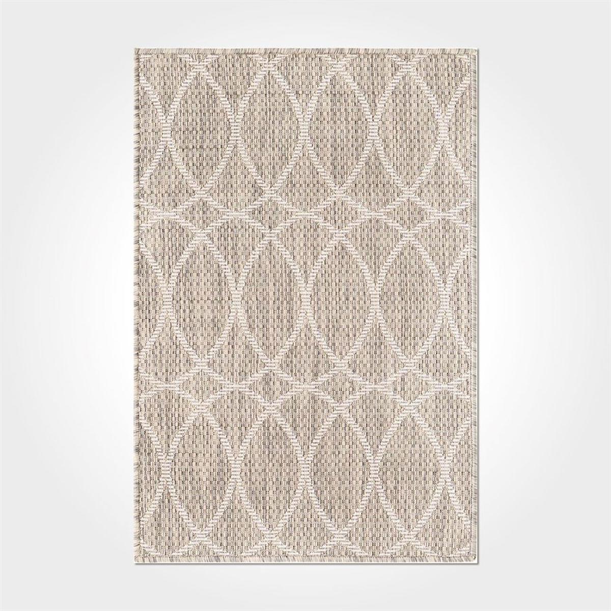 Crea Halı 2582PC Bej Pamuk-Polyester Yıkanabilir İnce Kaymaz Pamuk Taban Dikdörtgen Makine Dokuma Salon Halısı 100x300 cm