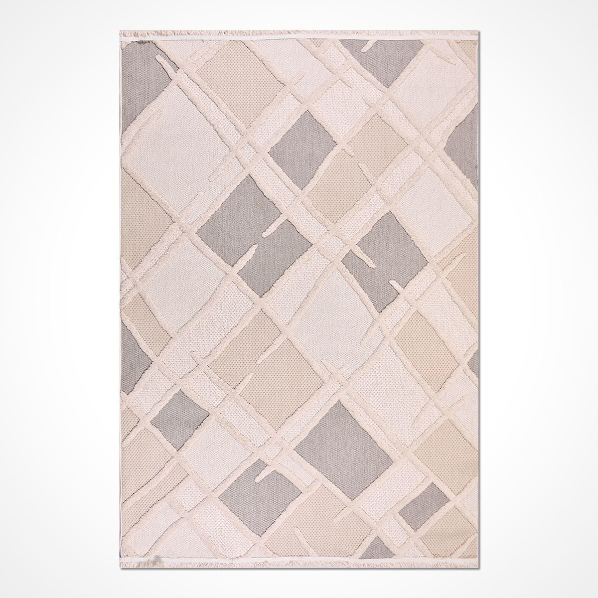 Crea Halı Fox FC03K Krem 20 mm Polipropilen Yıkanabilir Kalın Dikdörtgen Makine Dokuma Salon Halısı 156x230 cm