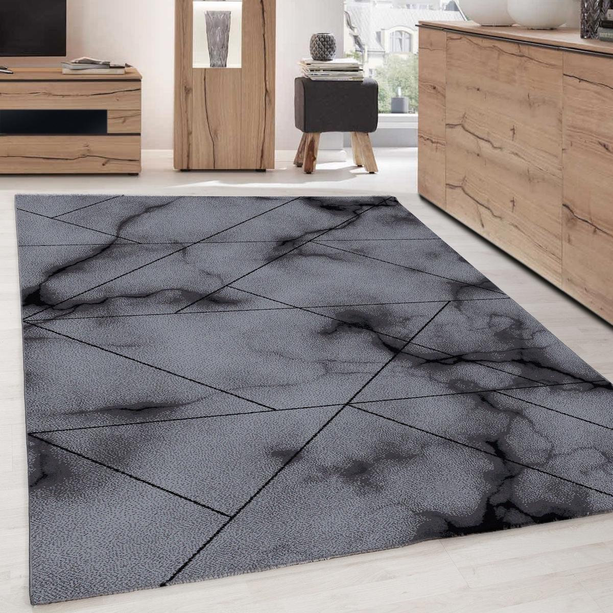 Wide Shop Gri 8 mm Polipropilen Antibakteriyel Yıkanabilir İnce Kaymaz Jüt Taban Dikdörtgen Makine Dokuma Salon Halısı 150x200 cm